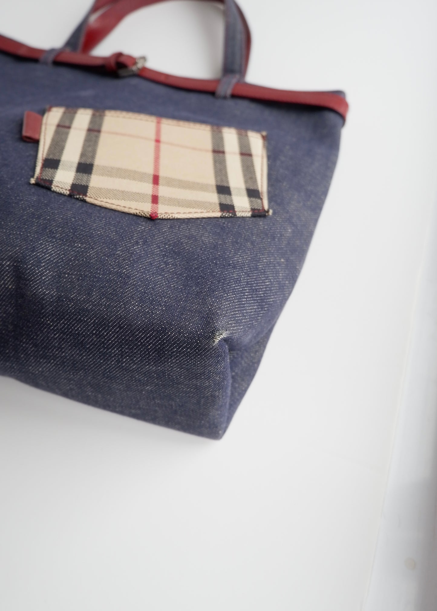 Authentic Preowned Vintage Burberry Novacheck Denim Pocket Tote