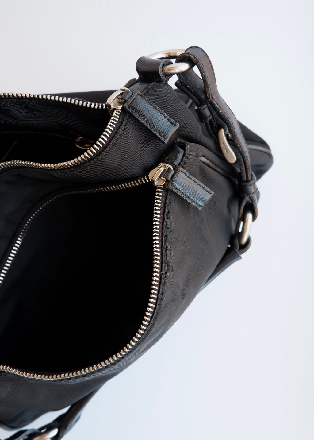 Authentic Preowned Prada Black Nylon Hobo/ Leather Strap Shoulder