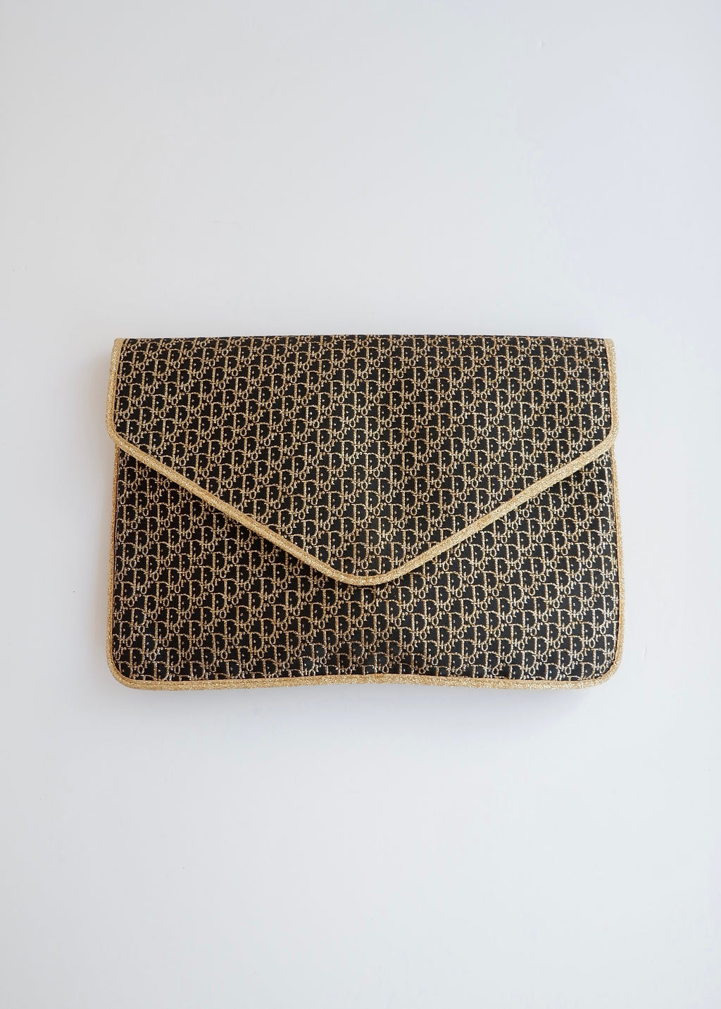 Preowned Vintage Christian Dior Navy/ Gold Fabric Pouch