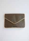 Preowned Vintage Christian Dior Navy/ Gold Fabric Pouch