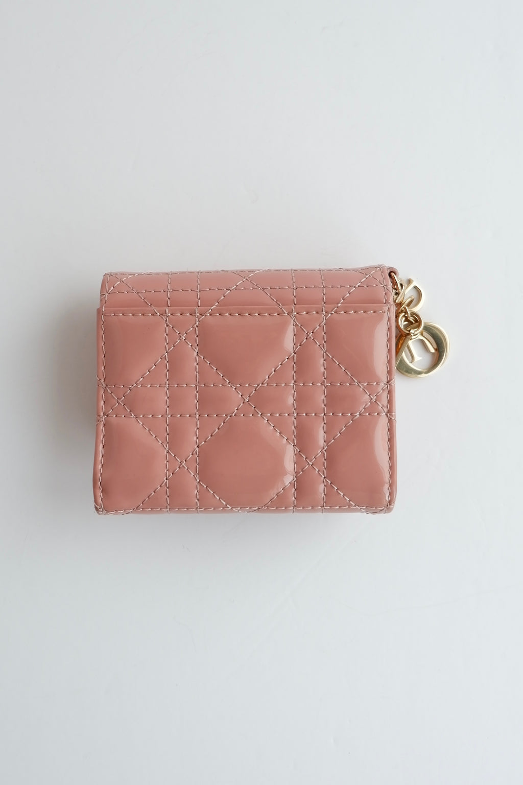 Authentic Preowned Dior Dusty Rose Patent Leather Lotus Wallet