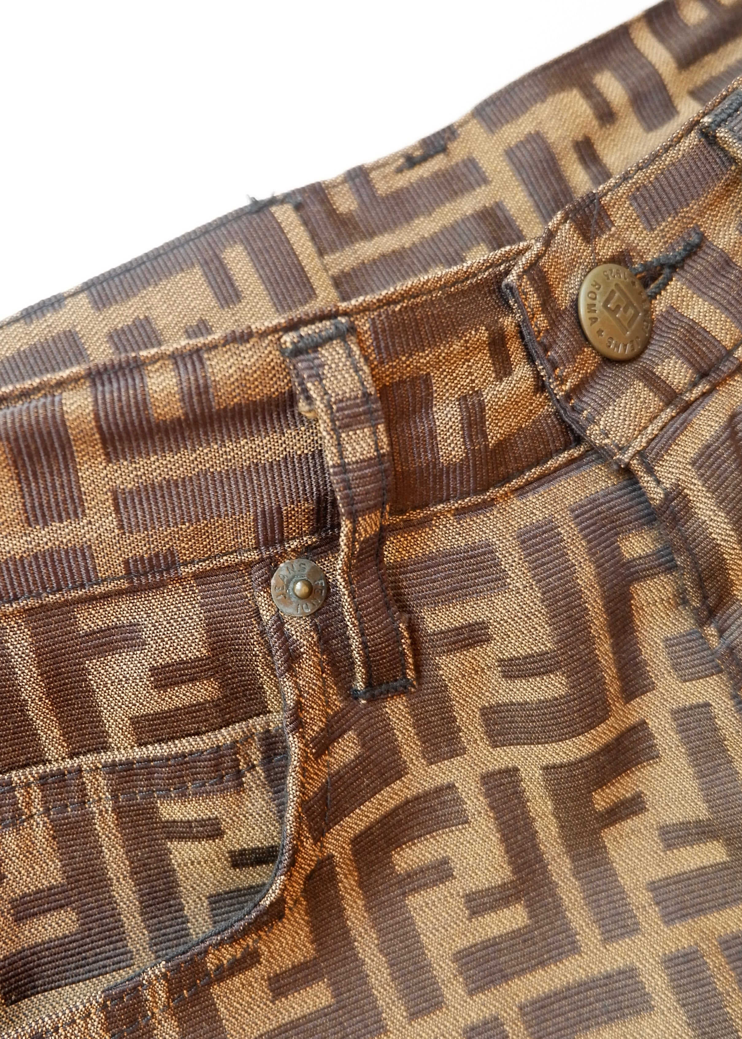 Authentic Preowned Vintage Fendi Brown Zucca Print Straight Leg Pants - S
