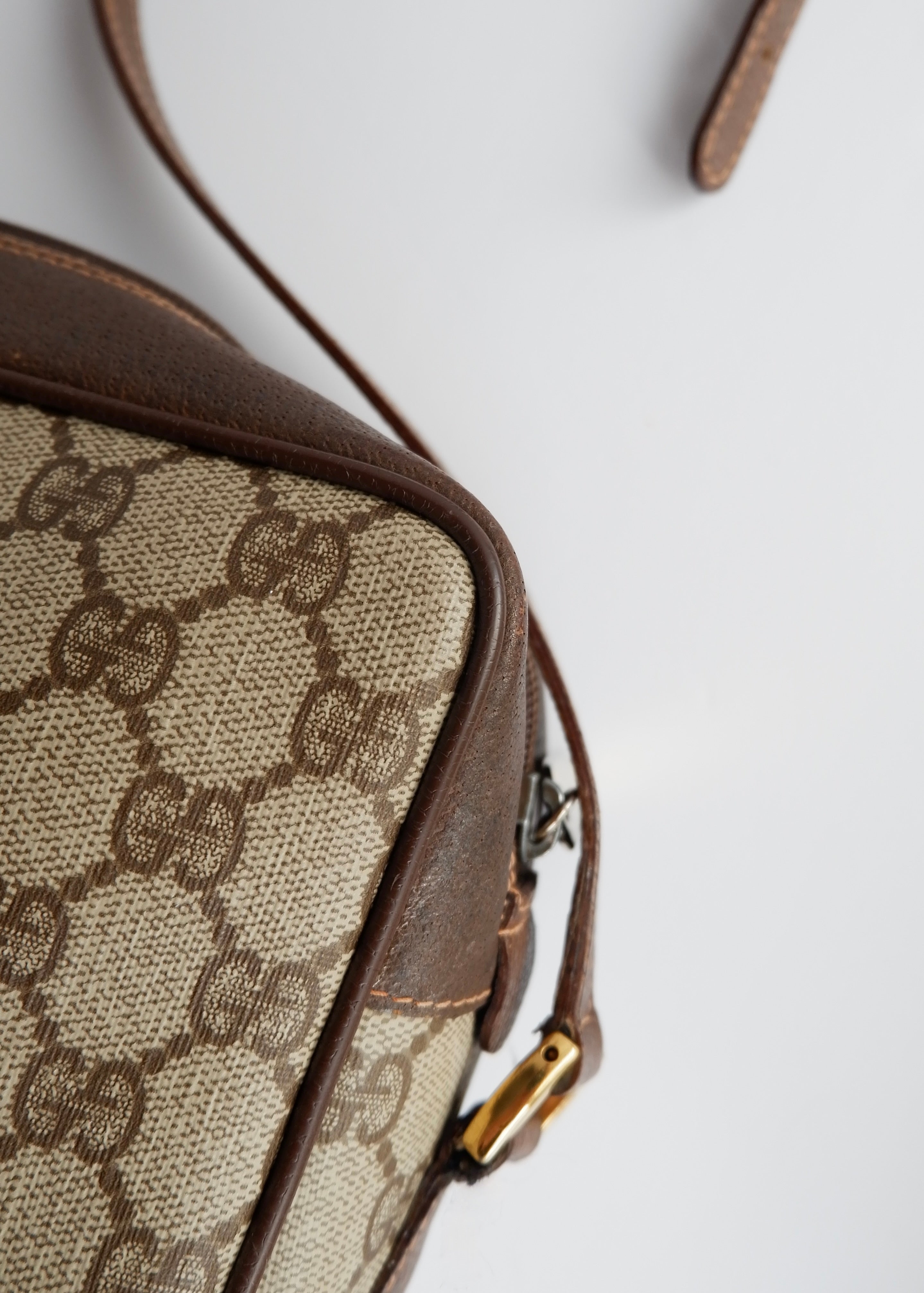 Authentic Preowned Vintage Gucci Brown GG Coated Canvas Crossbody Bag