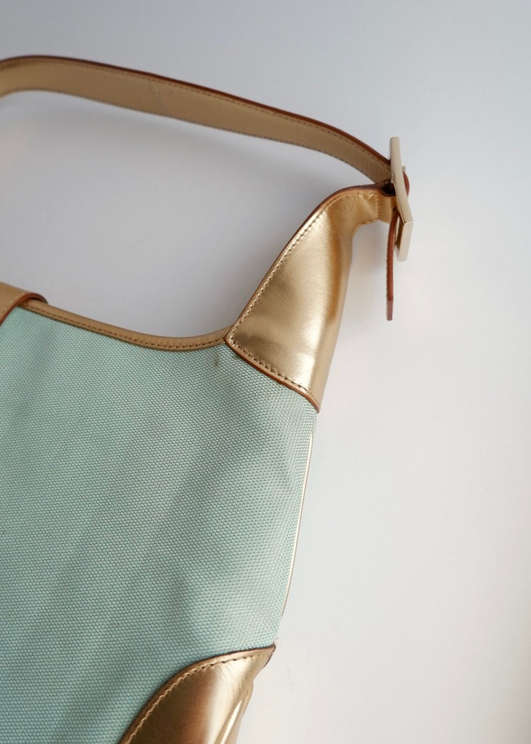 Authentique sac à bandoulière Gucci Jackie bleu/doré d'occasion