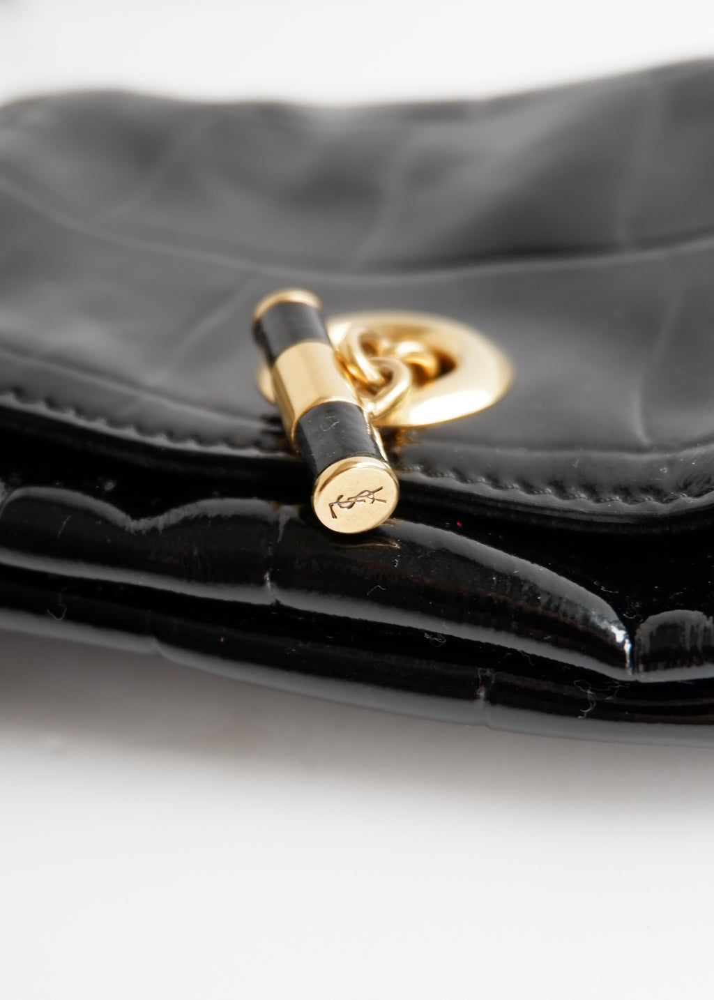 Authentic Preowned Vintage YSL (Yves Saint Laurent) Black Patent Leather Shoulder Bag GHW