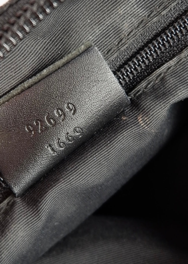 Preowned Gucci Black GG Canvas Leather Strap Shoulder Bag