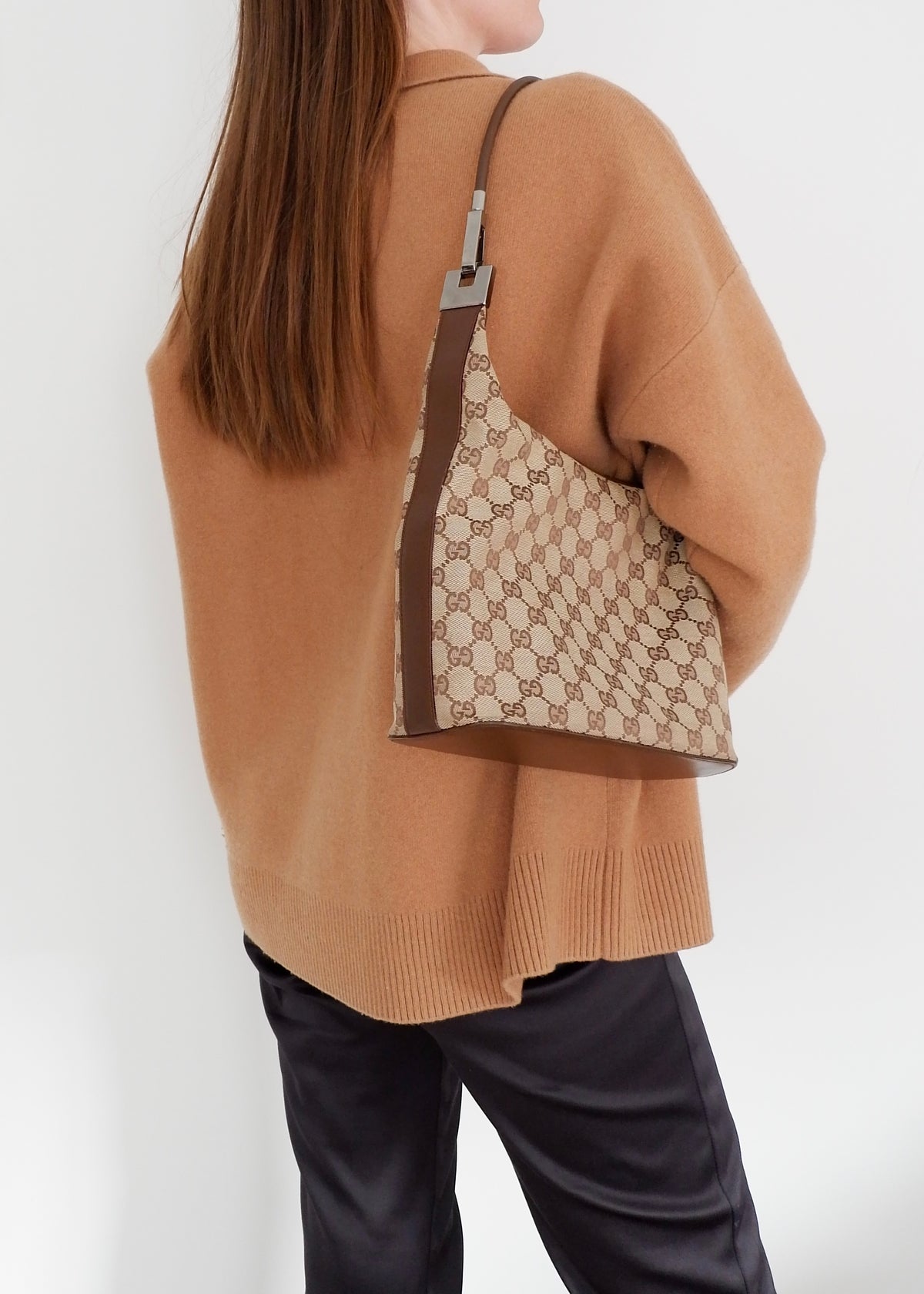 Preowned Gucci Brown GG Canvas Shoulder Bag