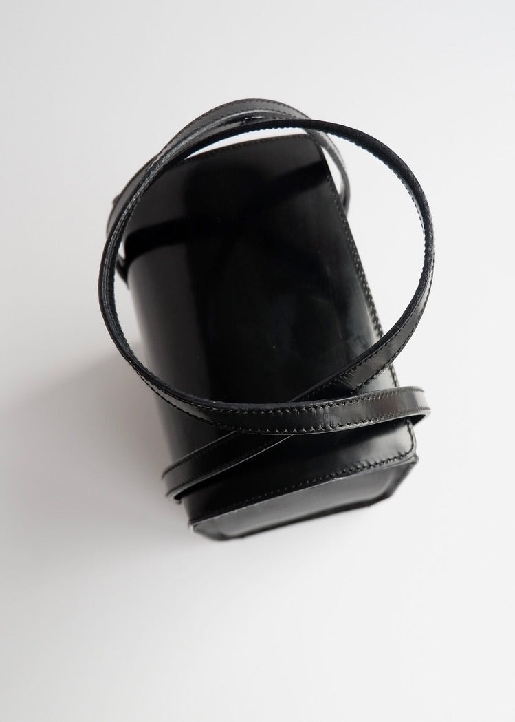 Authentic Preowned Prada Black Patent Leather/Nylon Top Handle Bag