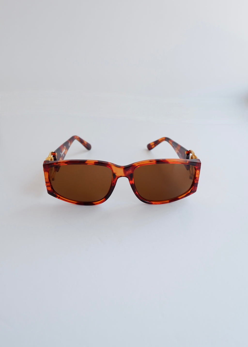 Preowned Vintage Chanel Brown Acetate Tortoise Square Frame Sunglasses