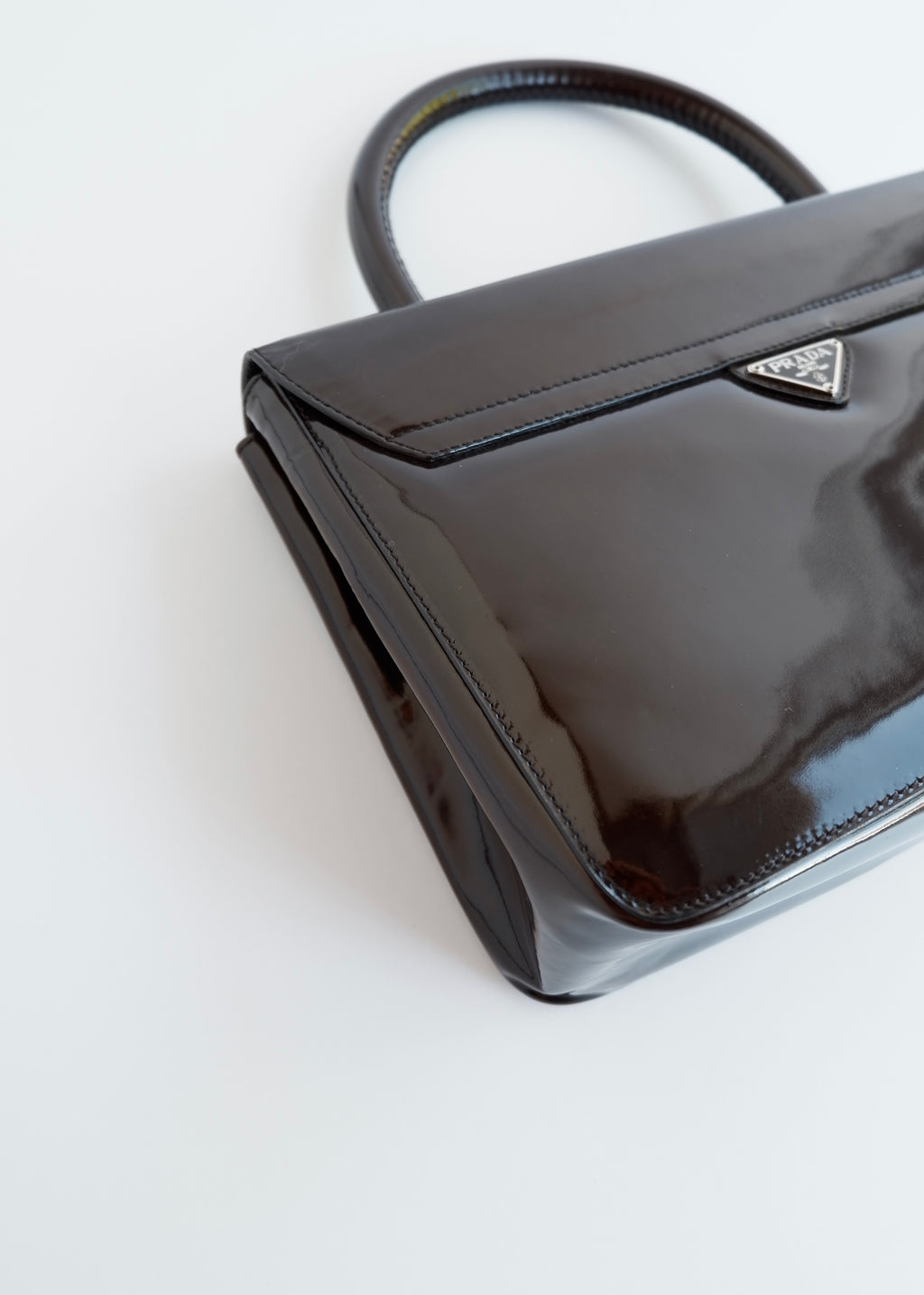 Authentic Preowned Prada Brown Patent Leather Top Handle Bag