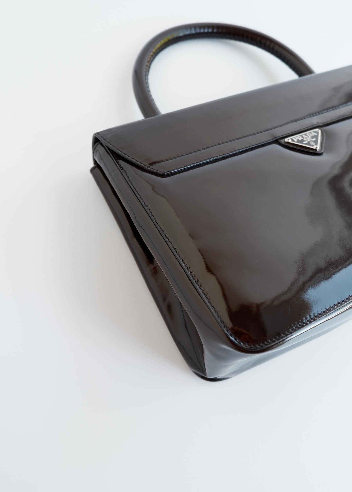 Authentic Preowned Prada Brown Patent Leather Top Handle Bag