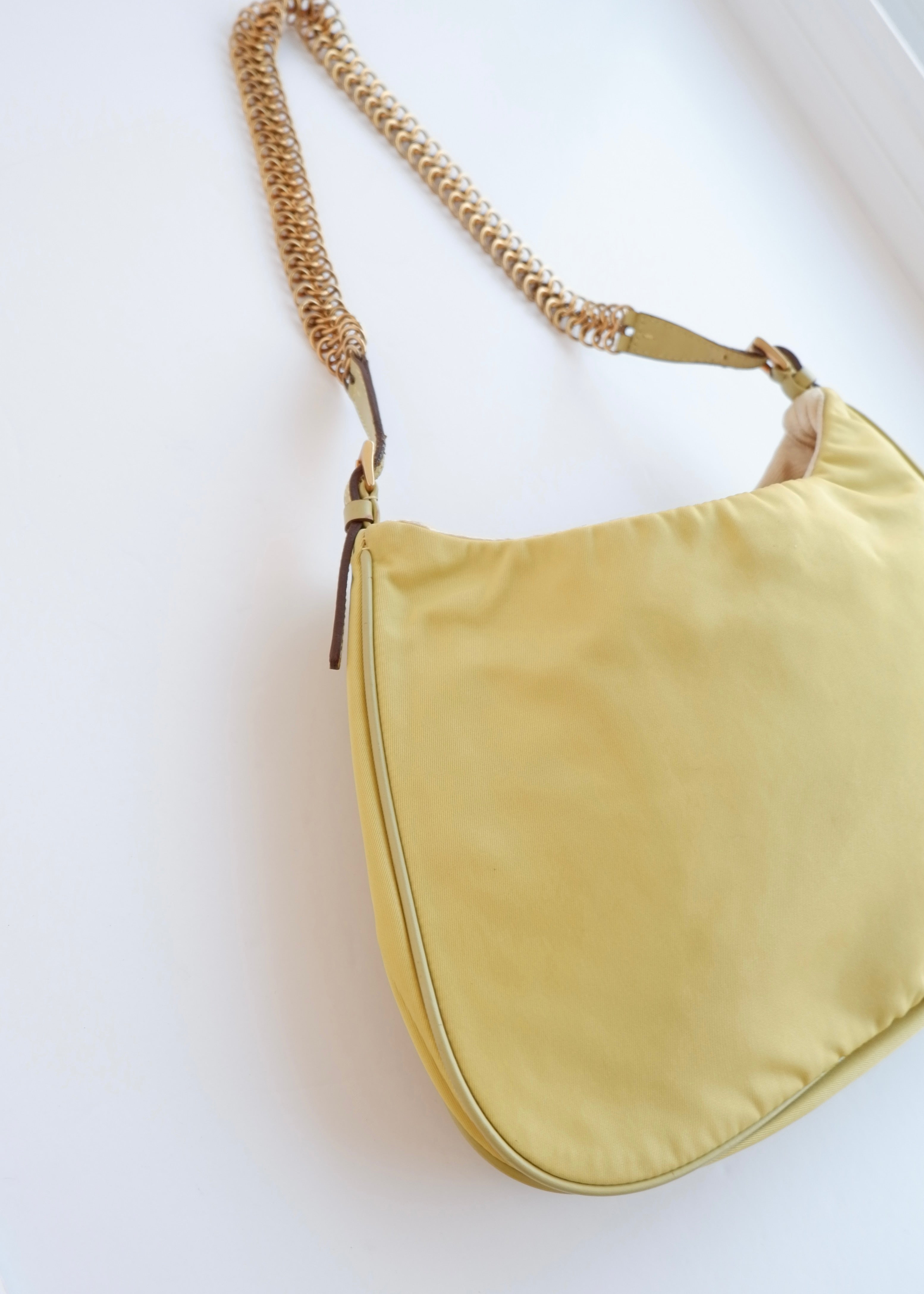 Authentic Preowned Prada Nylon Yellow Shoulder Bag