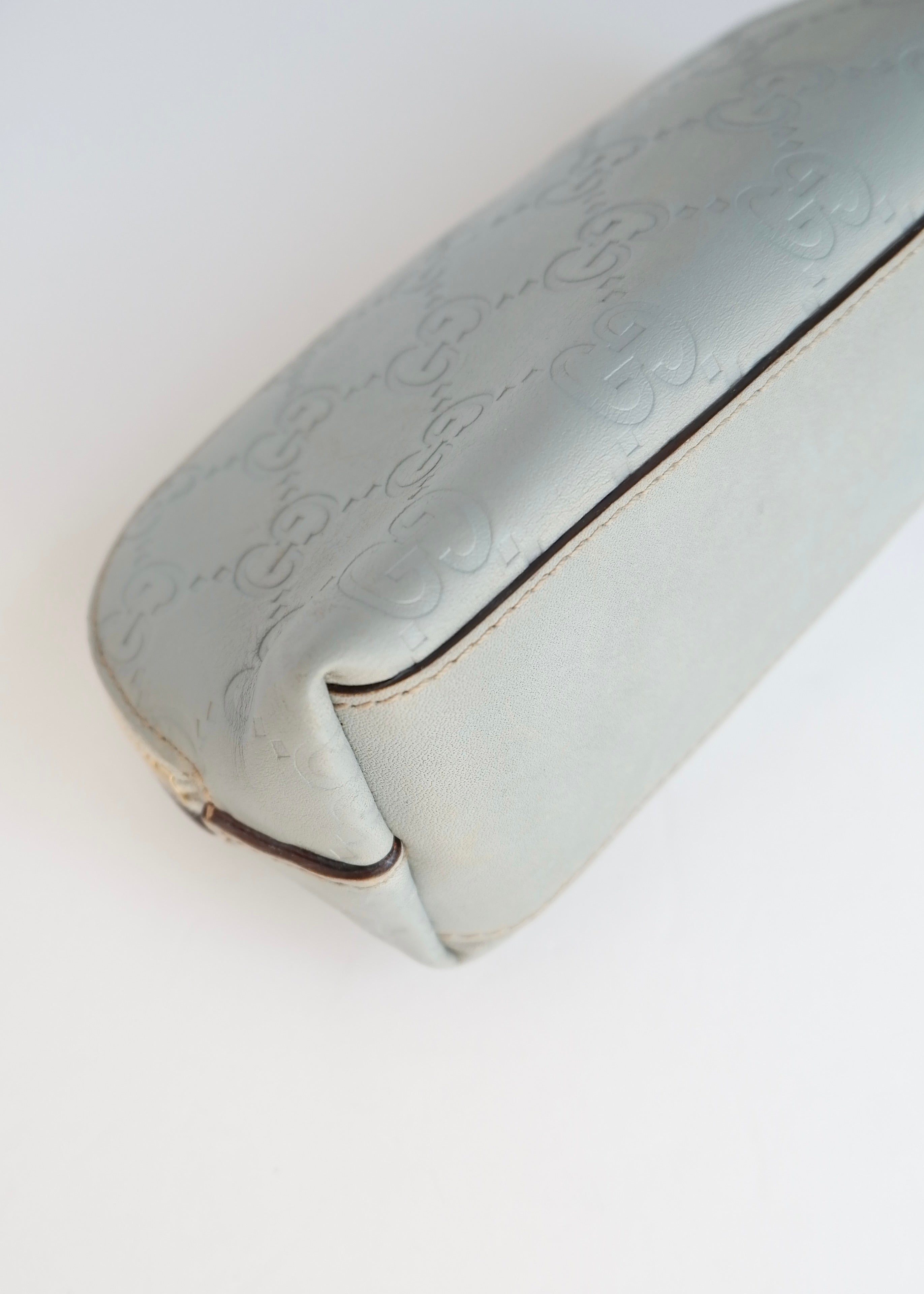 Preowned Gucci Blue Leather GG Pouch