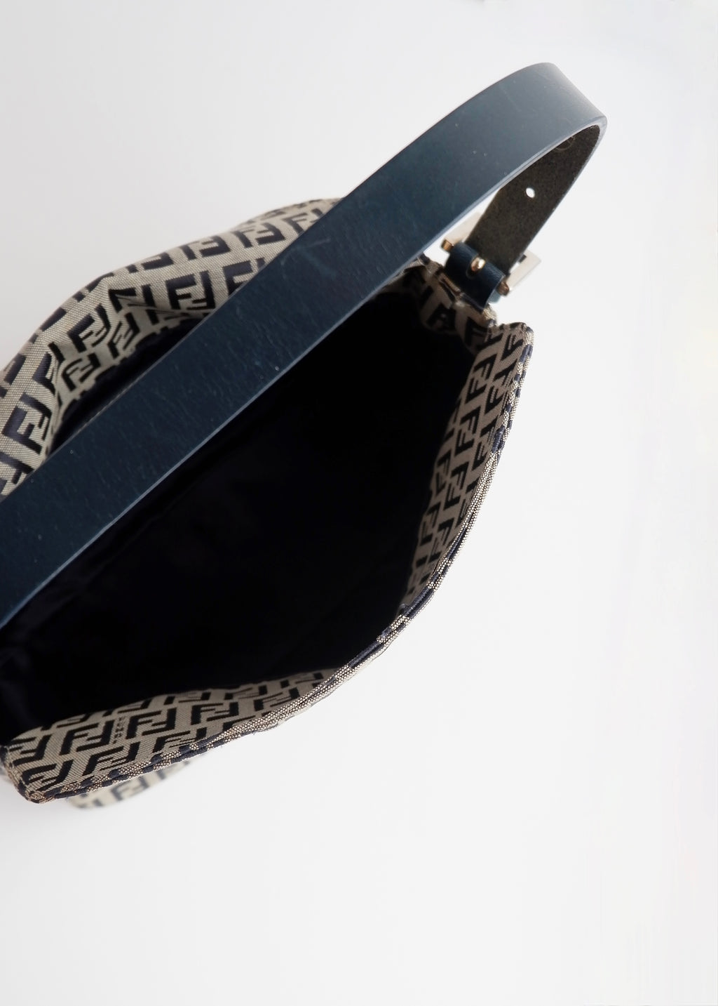 Authentic Preowned Fendi Navy Zucchino Baguette Shoulder