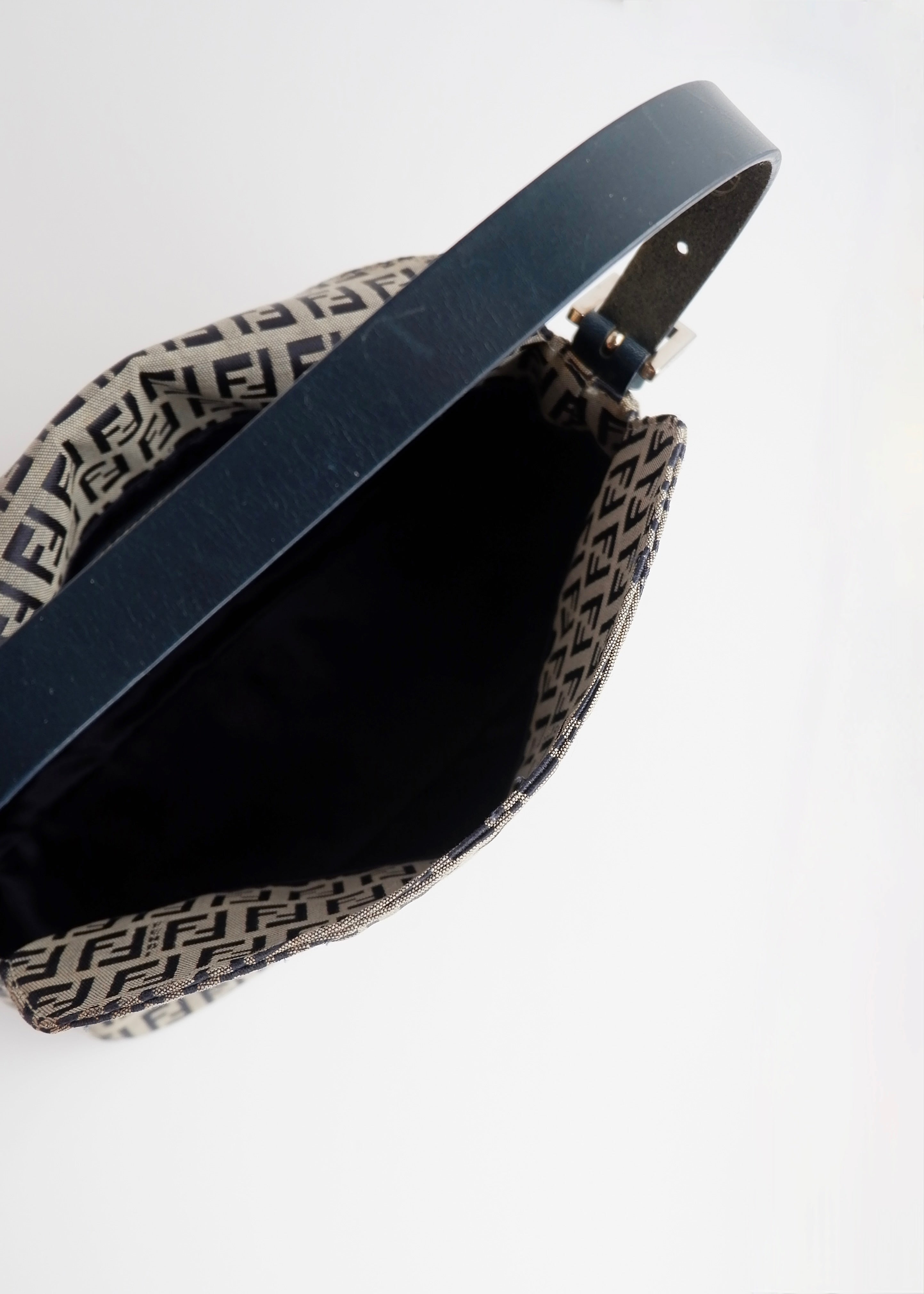 Authentic Preowned Fendi Navy Zucchino Baguette Shoulder