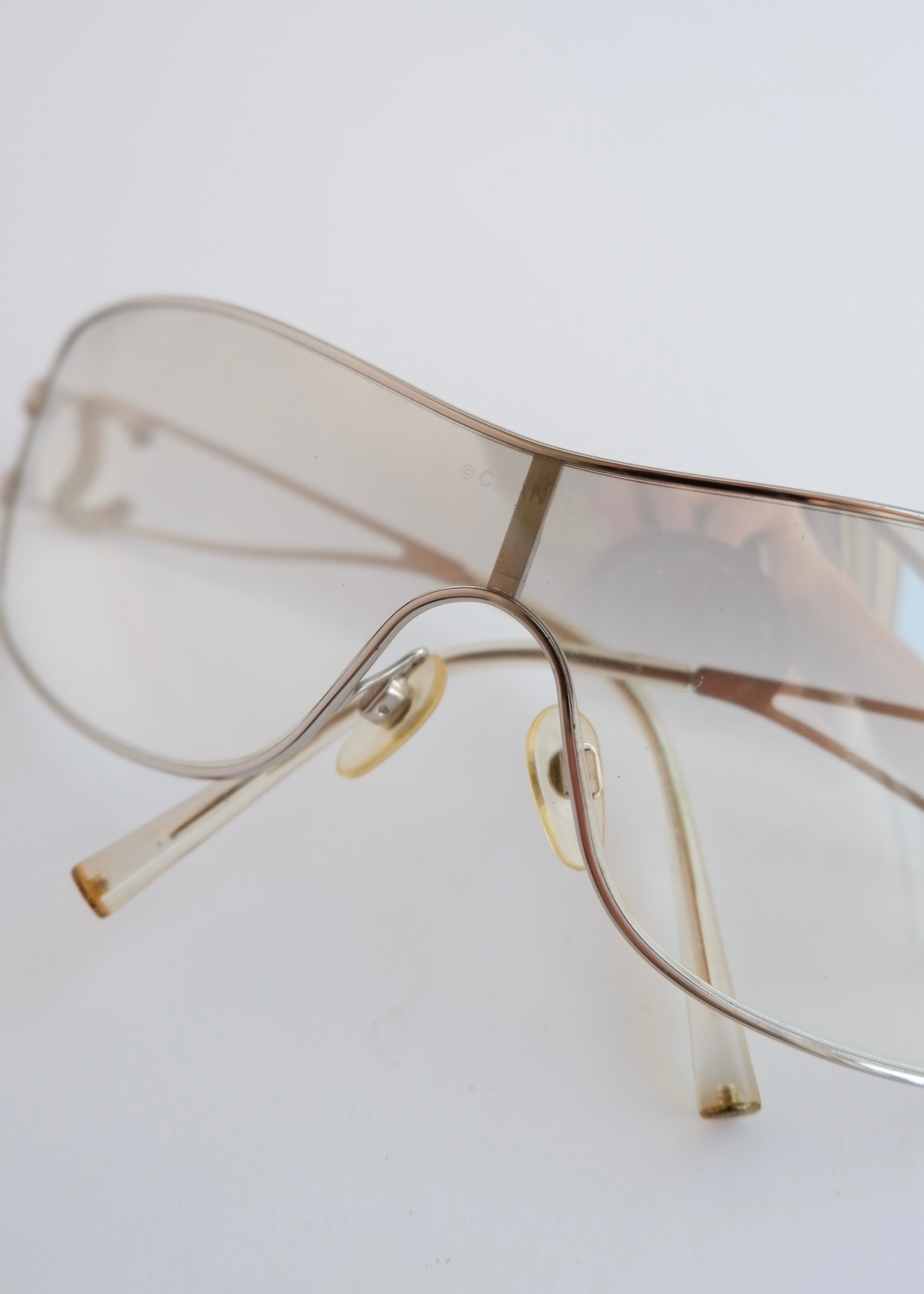 Authentic Preowned Vintage Chanel Transparent Crystal CC Logo Sunglasses