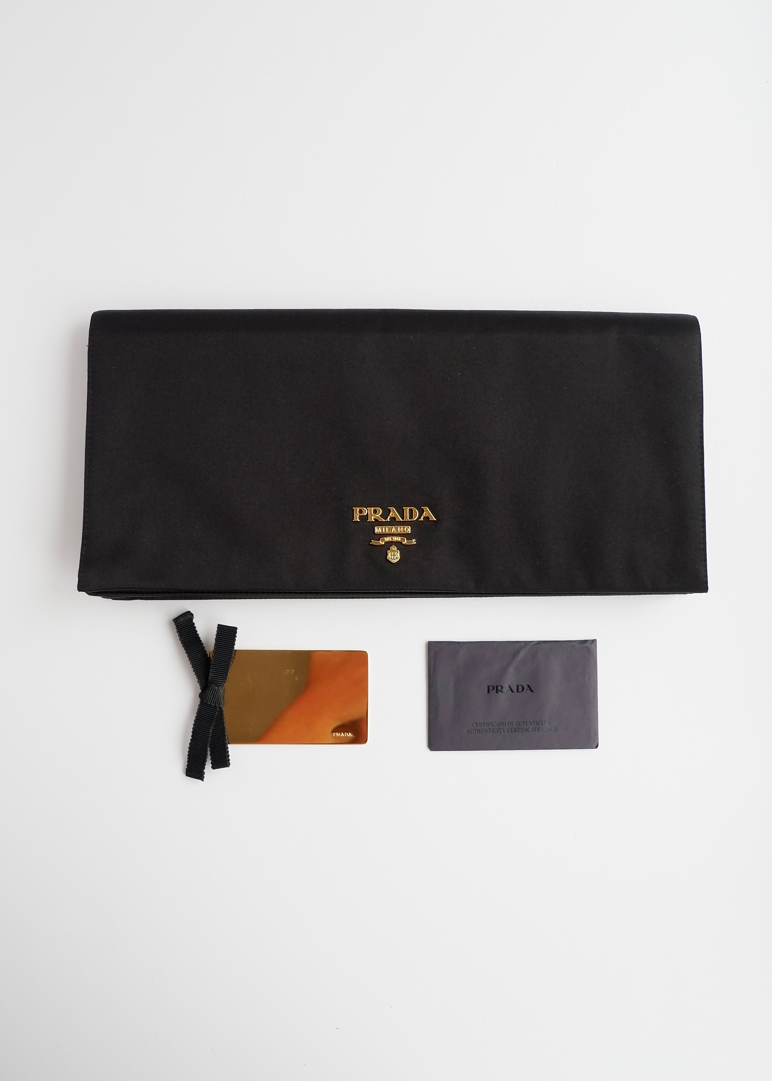 Authentic Preowned Prada Black Satin Clutch