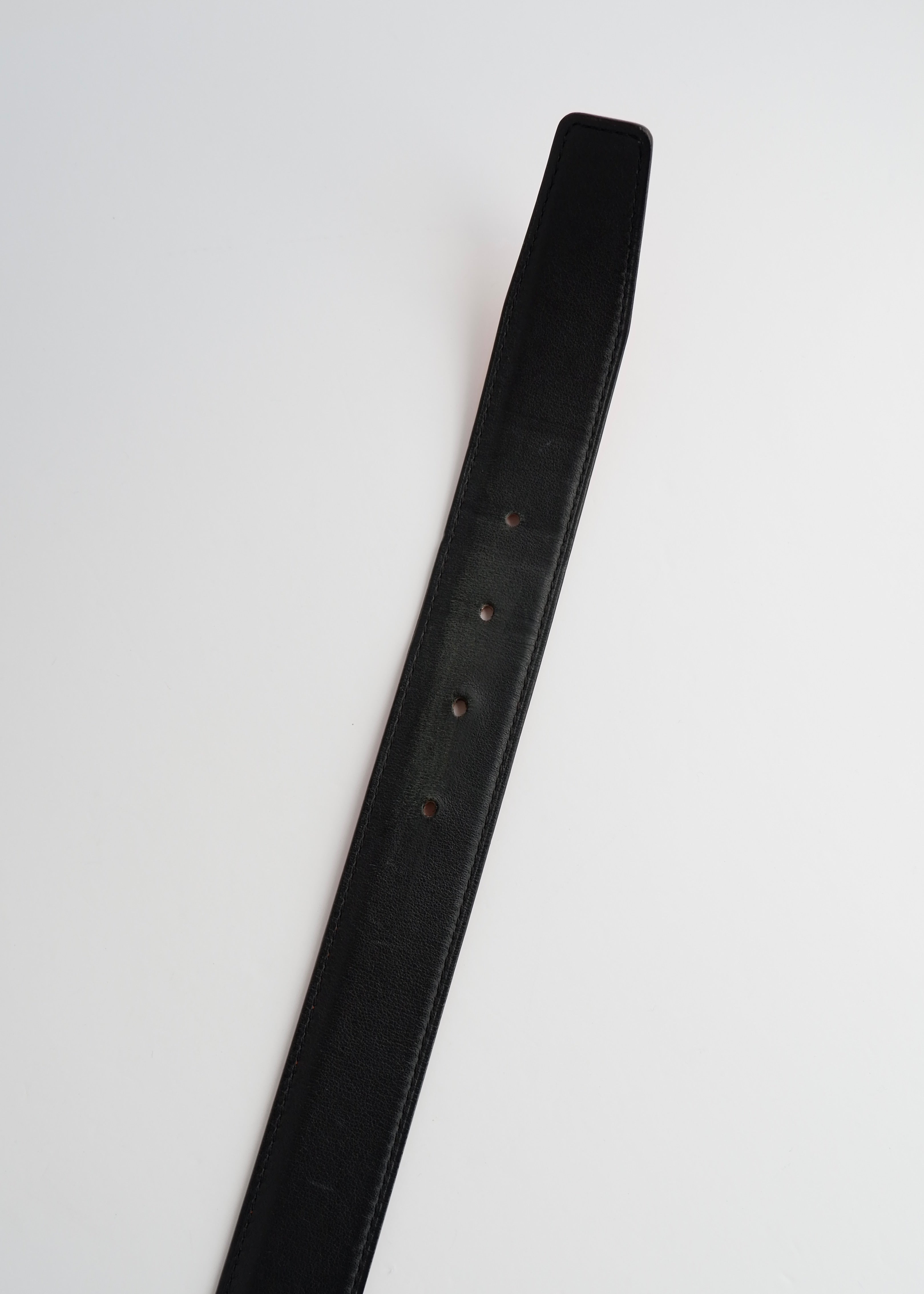 Authentic Preowned Hermes Black/ Orange Leather Martelee H Belt - 85