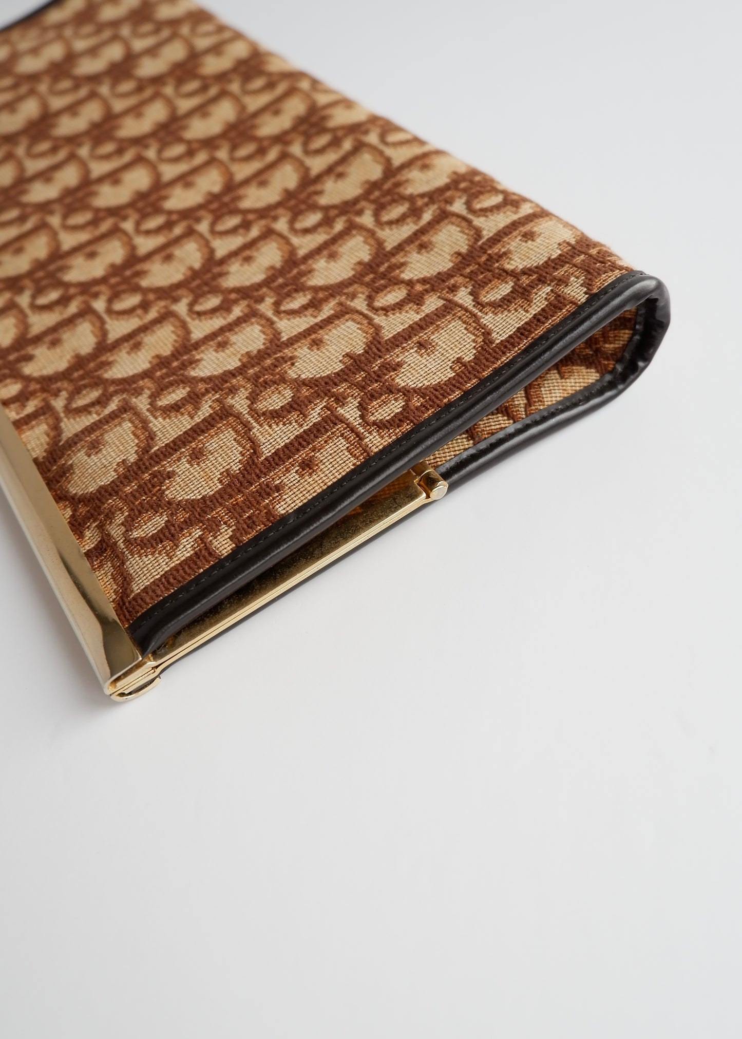 Authentic Preowned Vintage Dior Brown Canvas Trotter Print Clutch