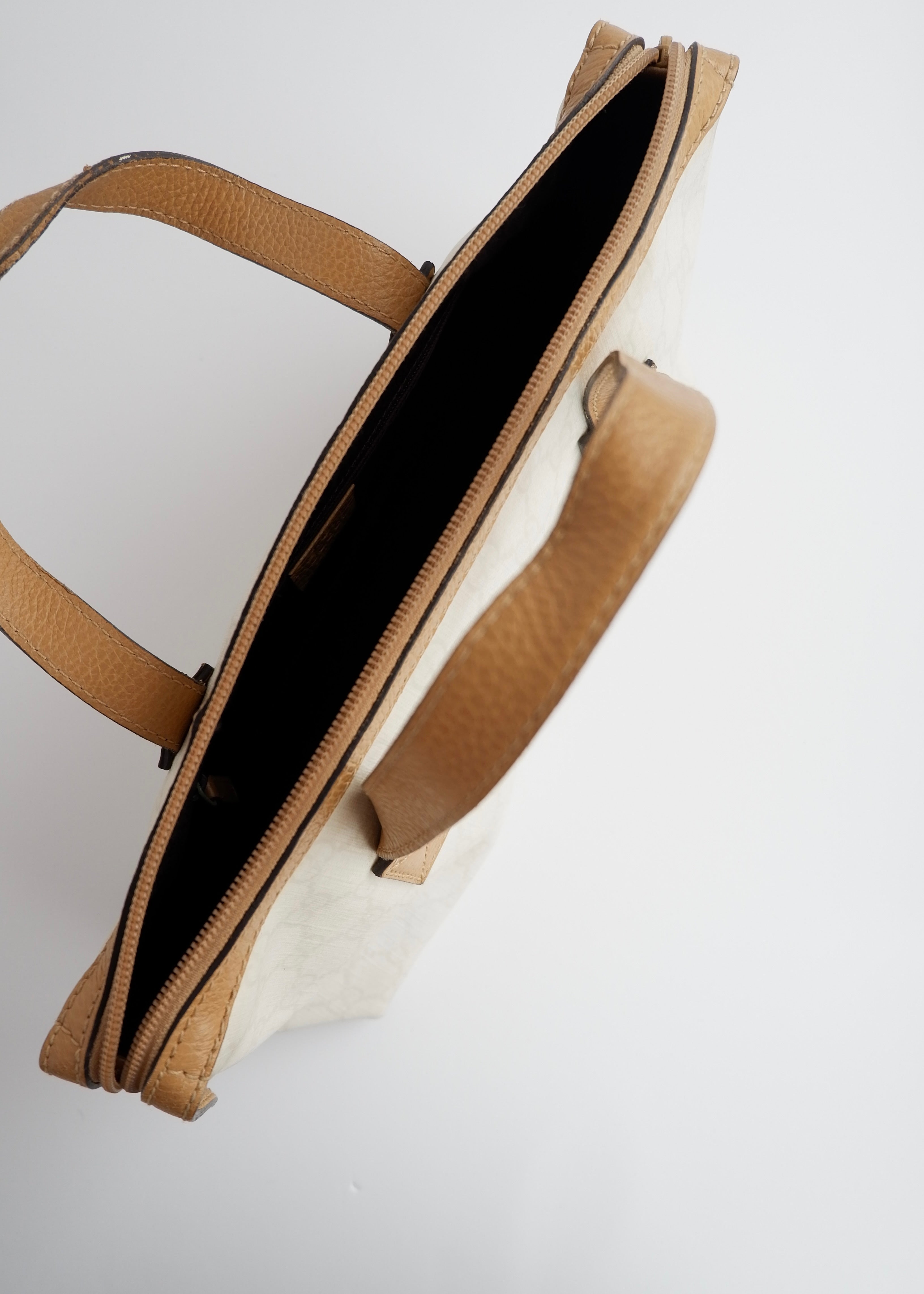 Authentci Preowned Gucci White GG Canvas East West Handbag