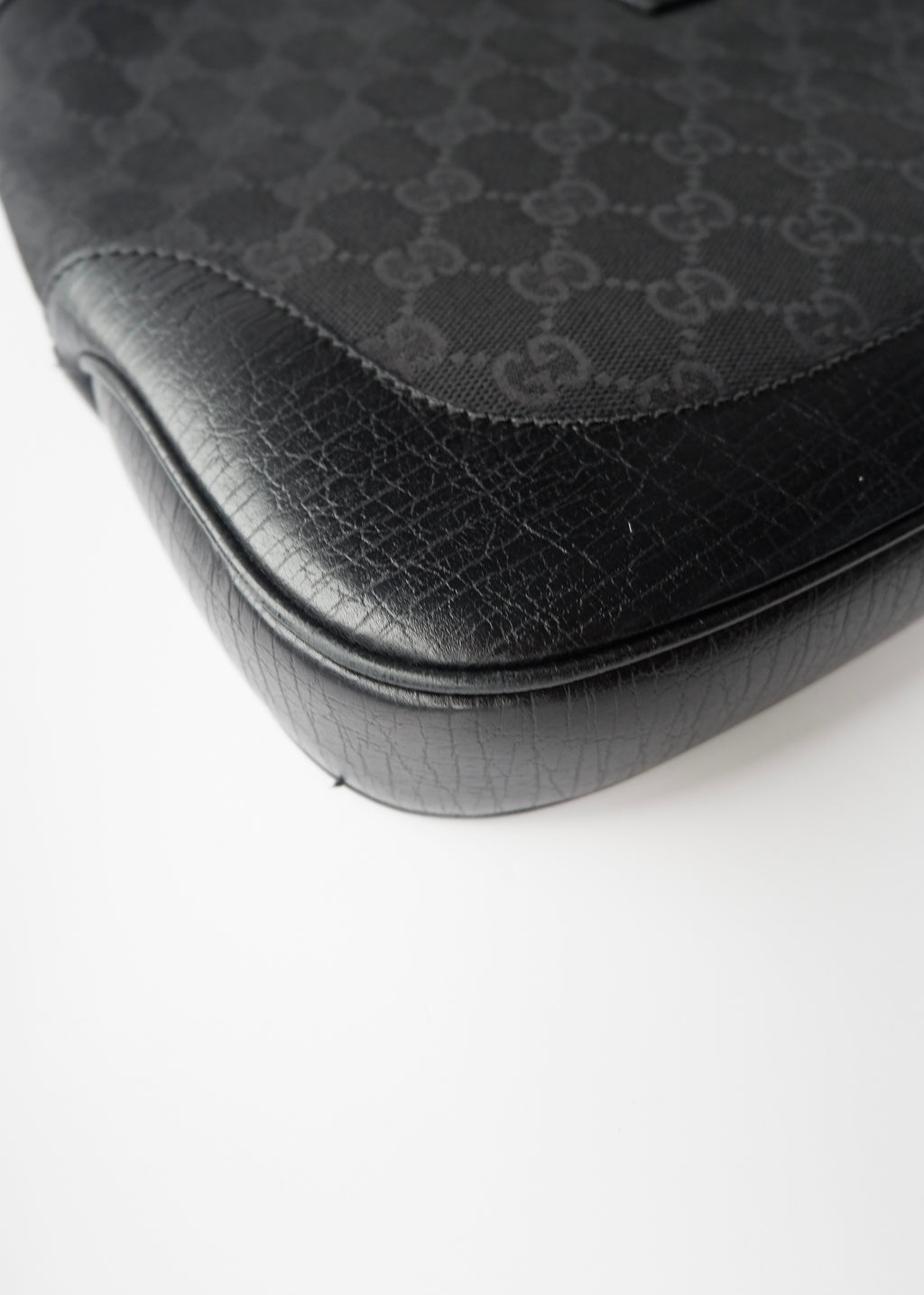 Preowned Gucci Black GG Canvas/ Leather Jackie Shoulder Bag