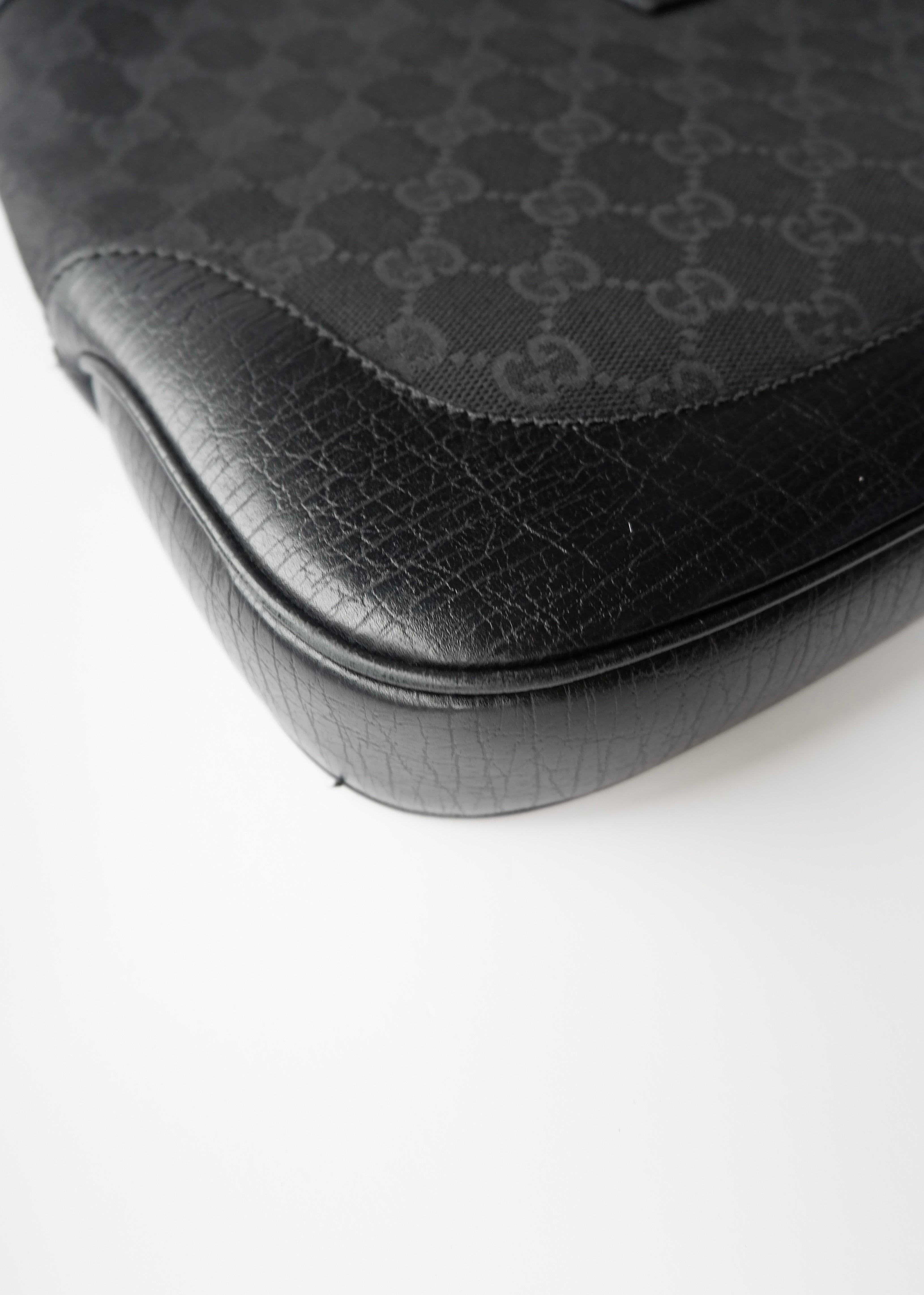 Preowned Gucci Black GG Canvas/ Leather Jackie Shoulder Bag
