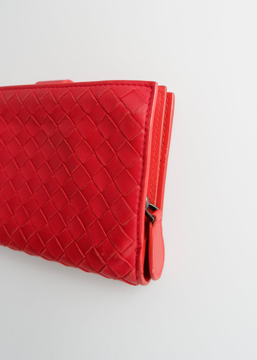 Authentic Preowned Bottega Veneta Red Leather Bi Fold Wallet