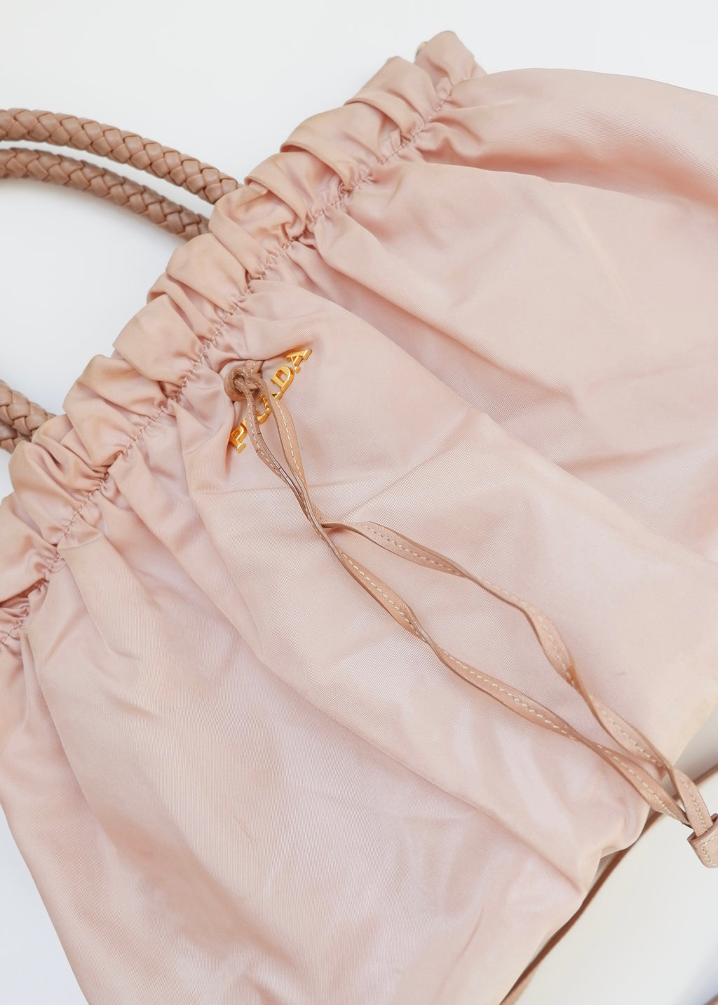 Sac Prada en nylon rose poudré deux en un authentique et d'occasion