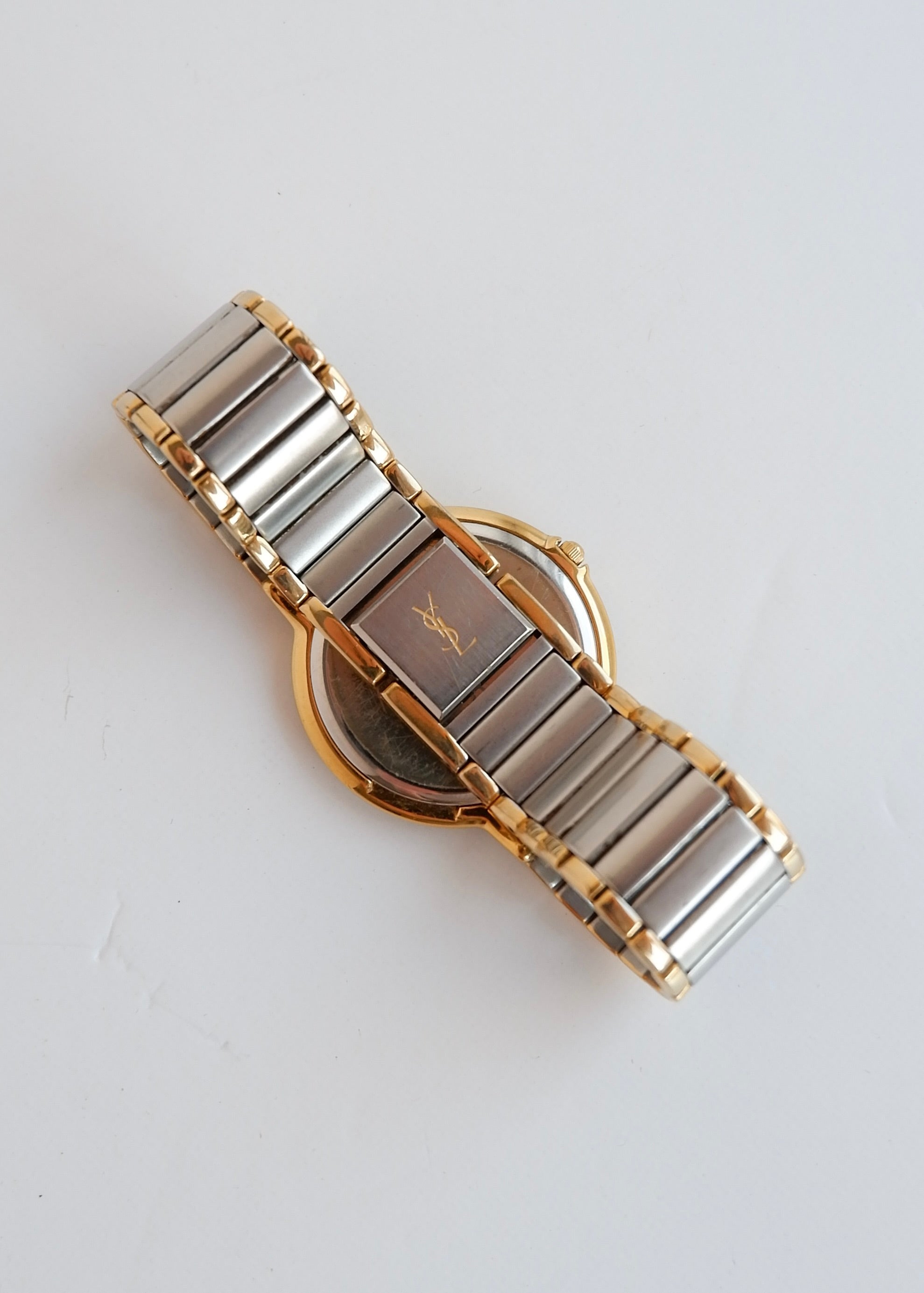 Montre YSL authentique d'occasion, ton argent/or