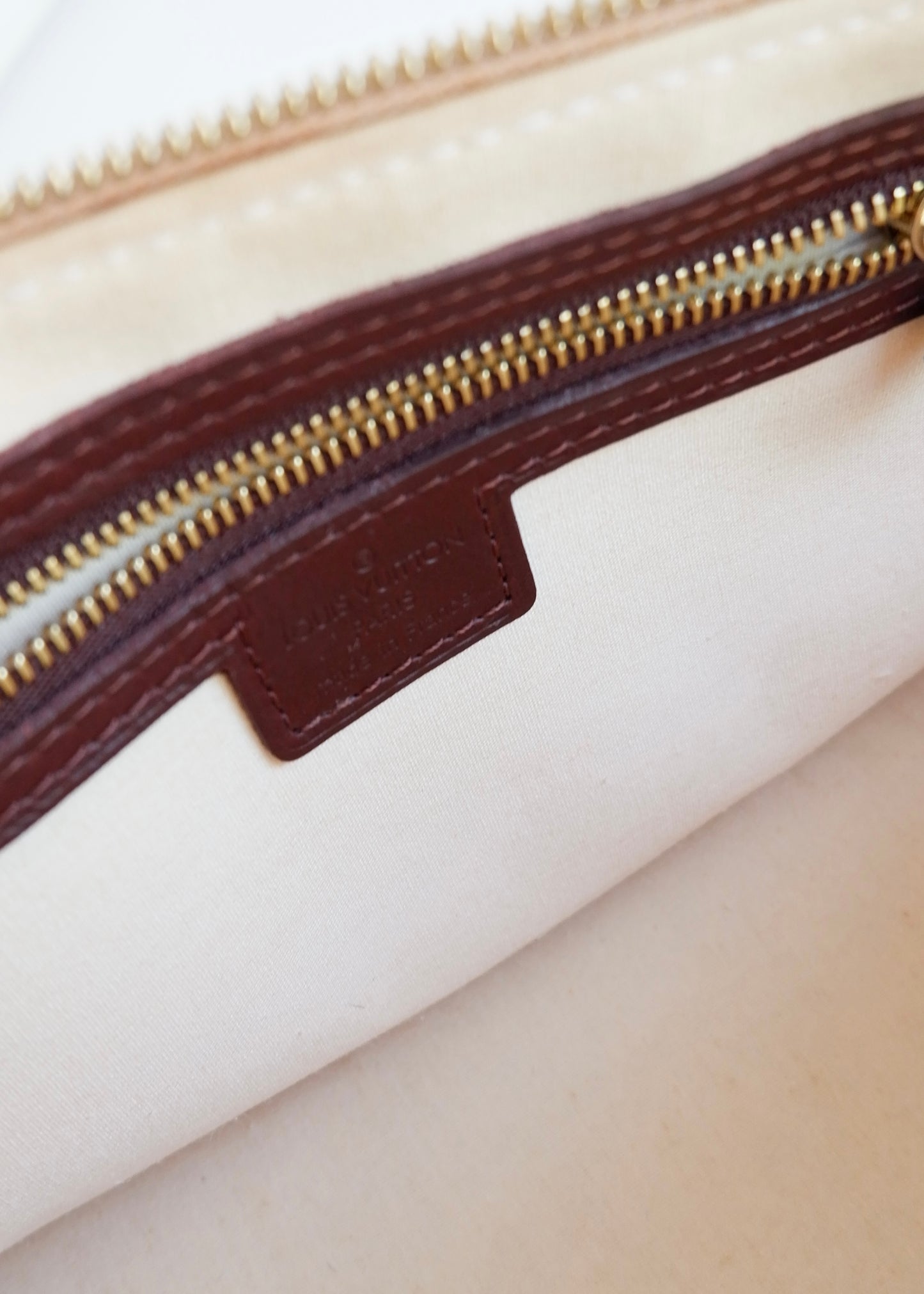 Authentic Preowned Louis Vuitton Burgundy Mini Lin Long Alma