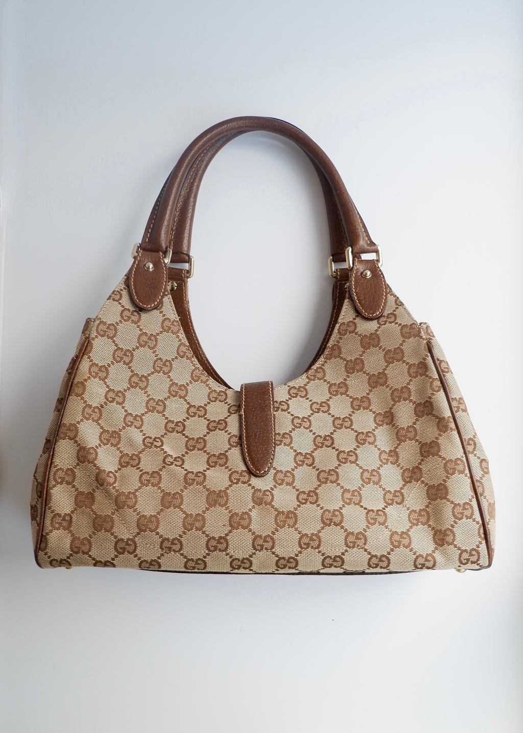 Preowned Gucci Brown GG Canvas Bardot Shoulder Bag