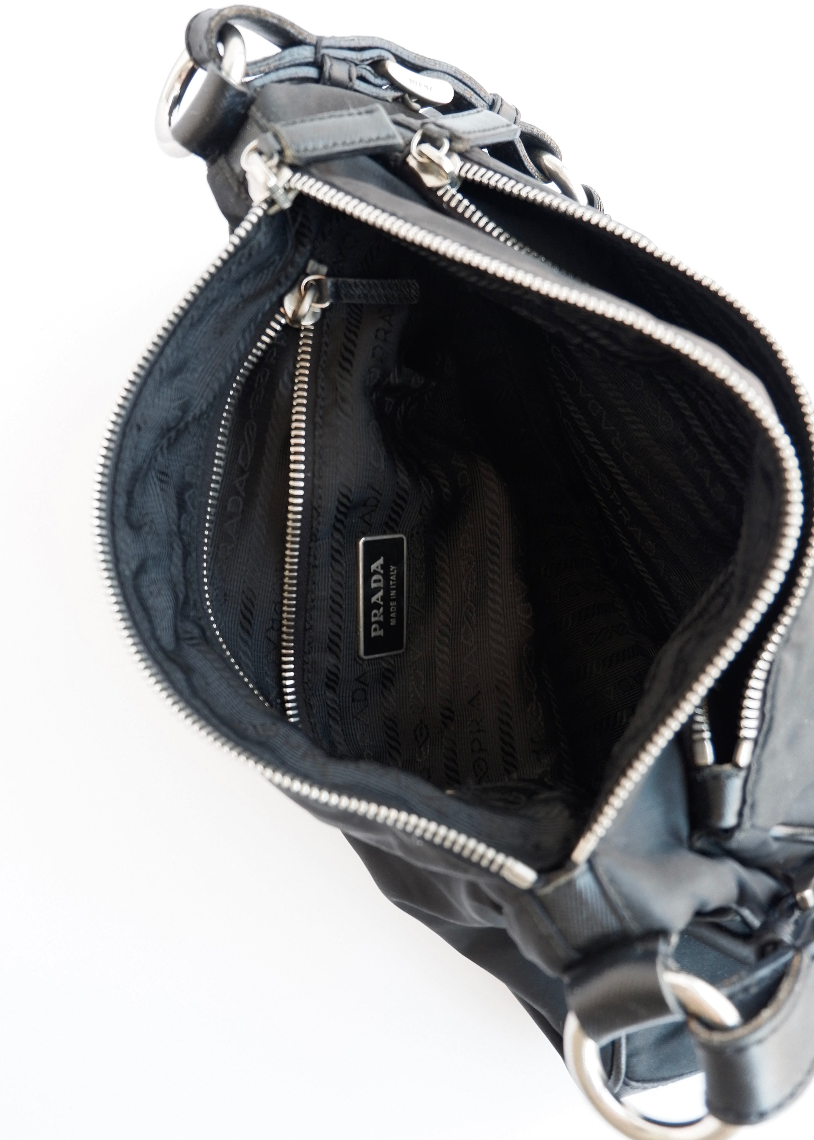 Authentic Preowned Prada Black Nylon Hobo/ Leather Strap Shoulder