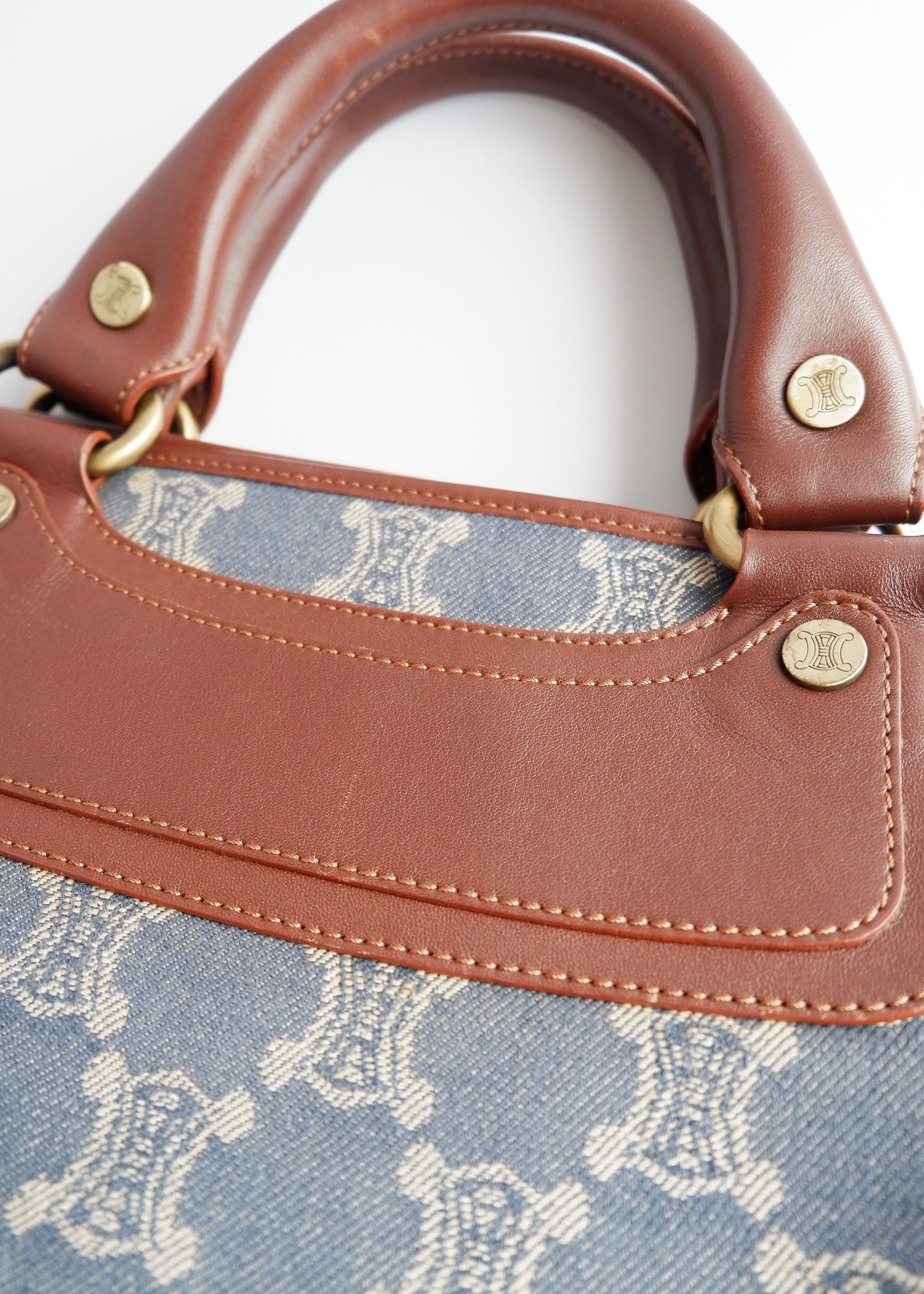Authentic Preowned Vintage Celine Blue Denim Triomphe Boogie Bag