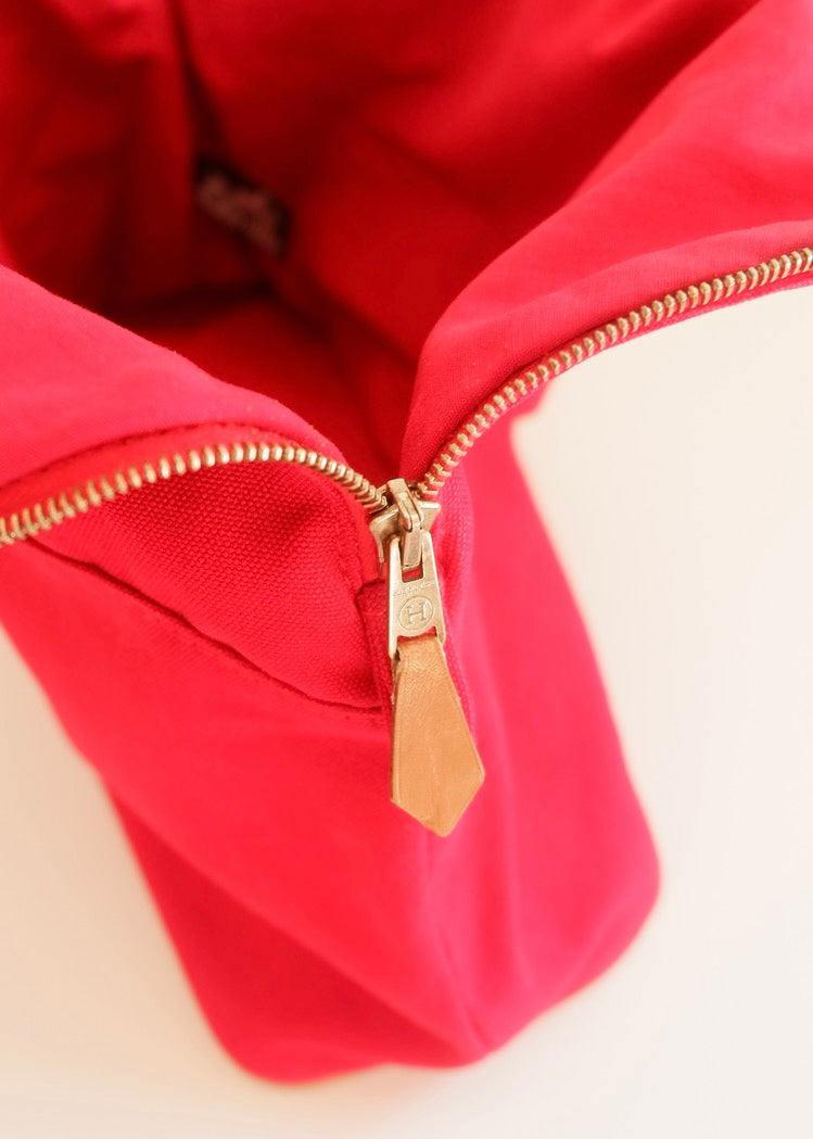 Preowned Hermes Red Canvas Boldie Cosmetic Bag