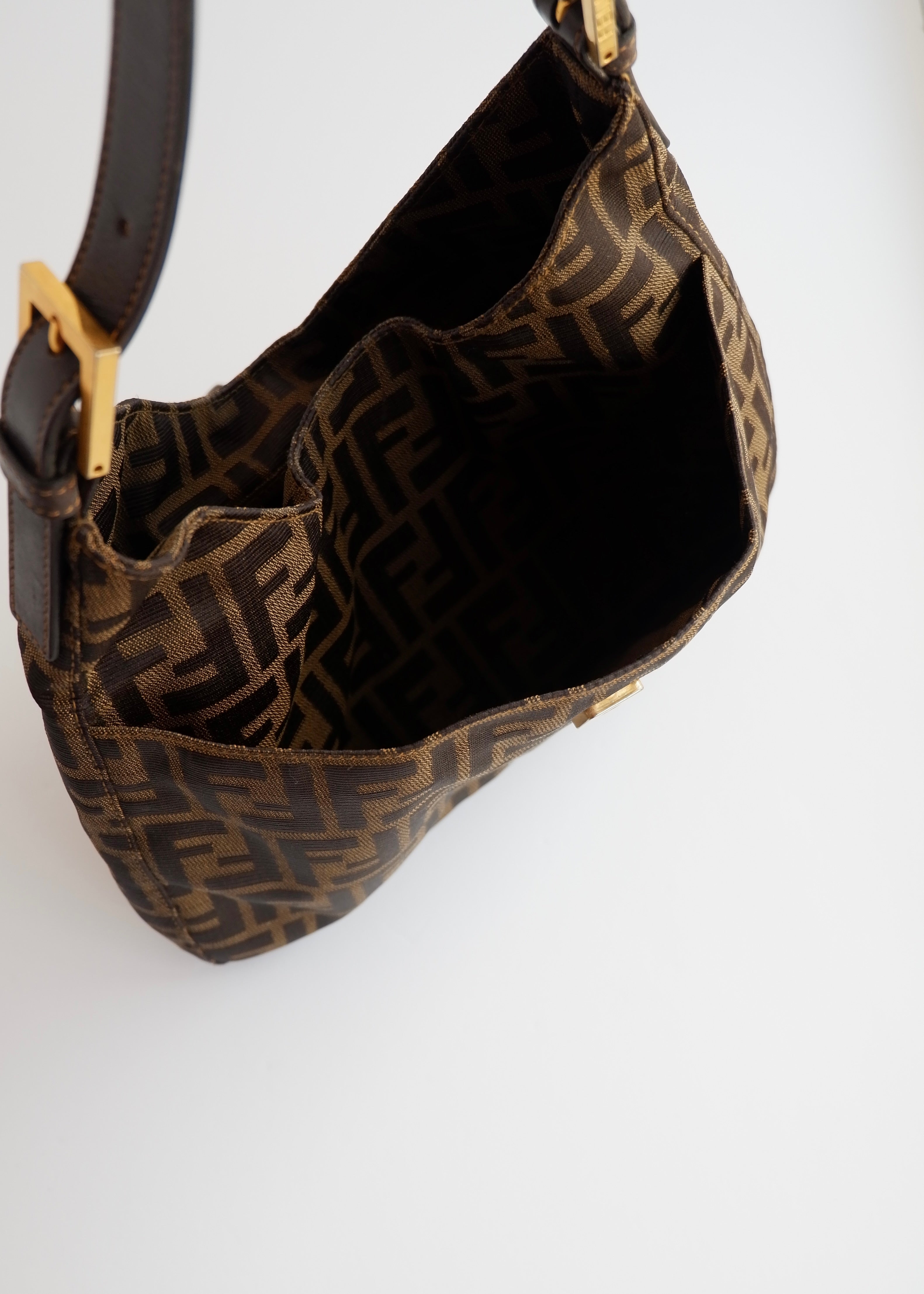 Authentic Preowned Fendi Brown Canvas Zucca Hobo Shoulder Bag