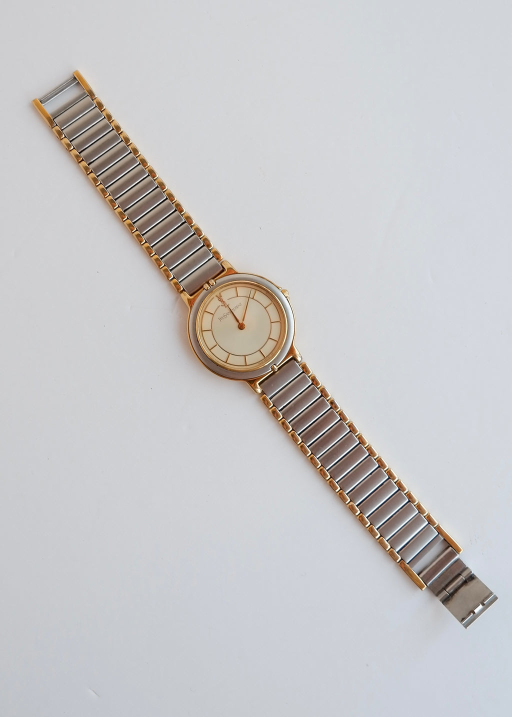 Montre YSL authentique d'occasion, ton argent/or