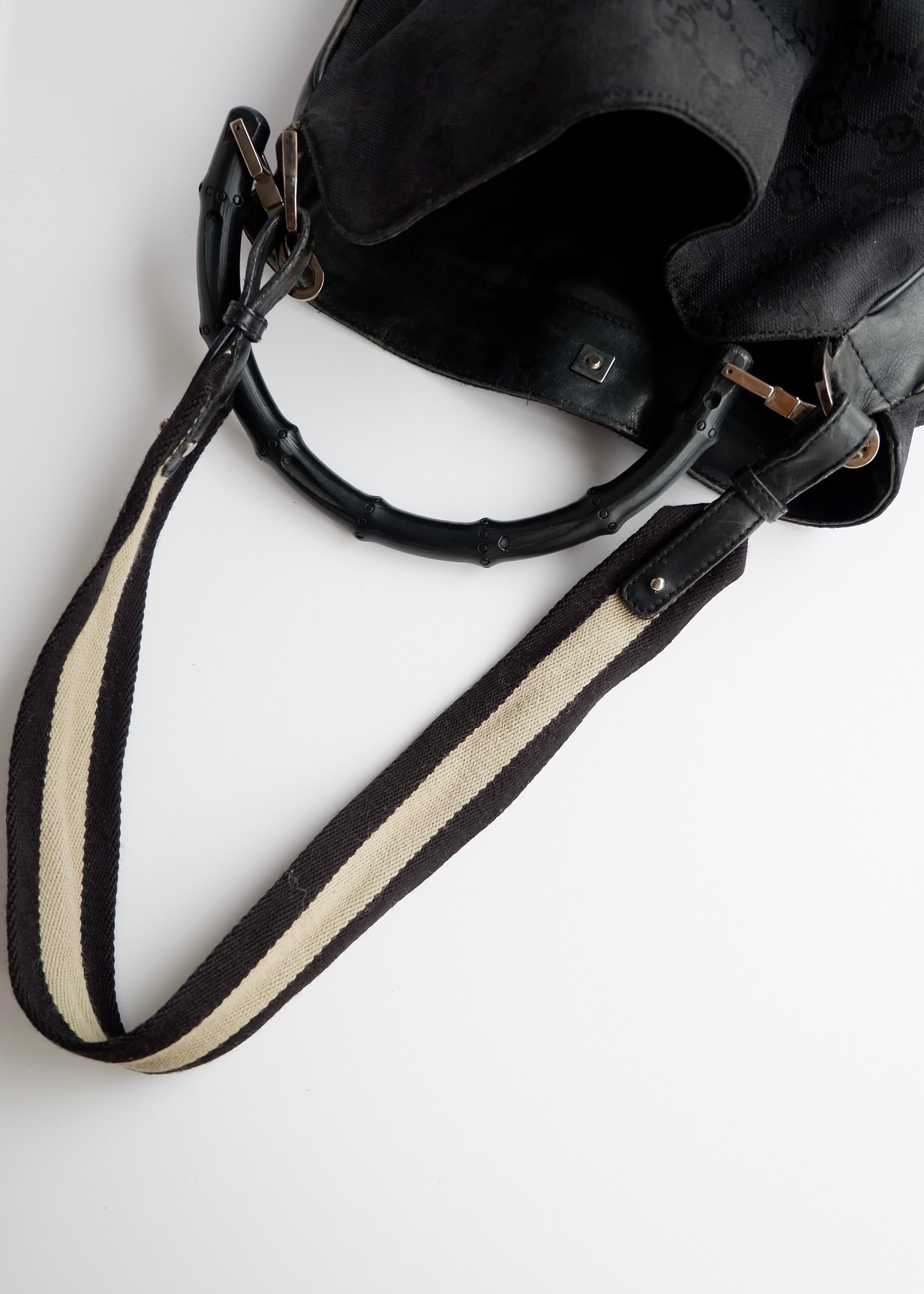 Authentic Preowned Gucci Black GG Canvas Two Strap Shoulder Bag