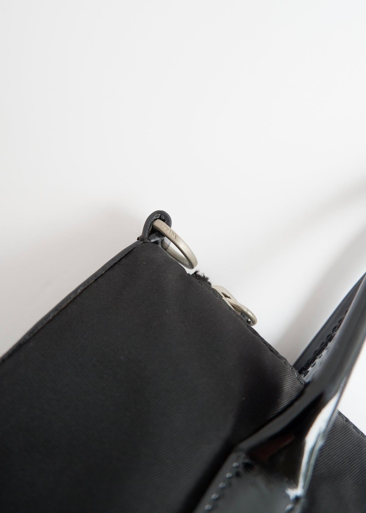 Preowned Prada Black Nylon/ Patent Two Way Bag