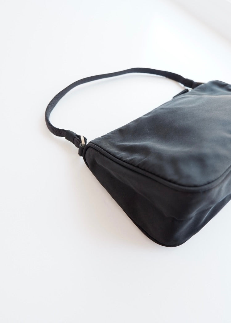 Preowned Prada Black Nylon Pochette Shoulder Bag