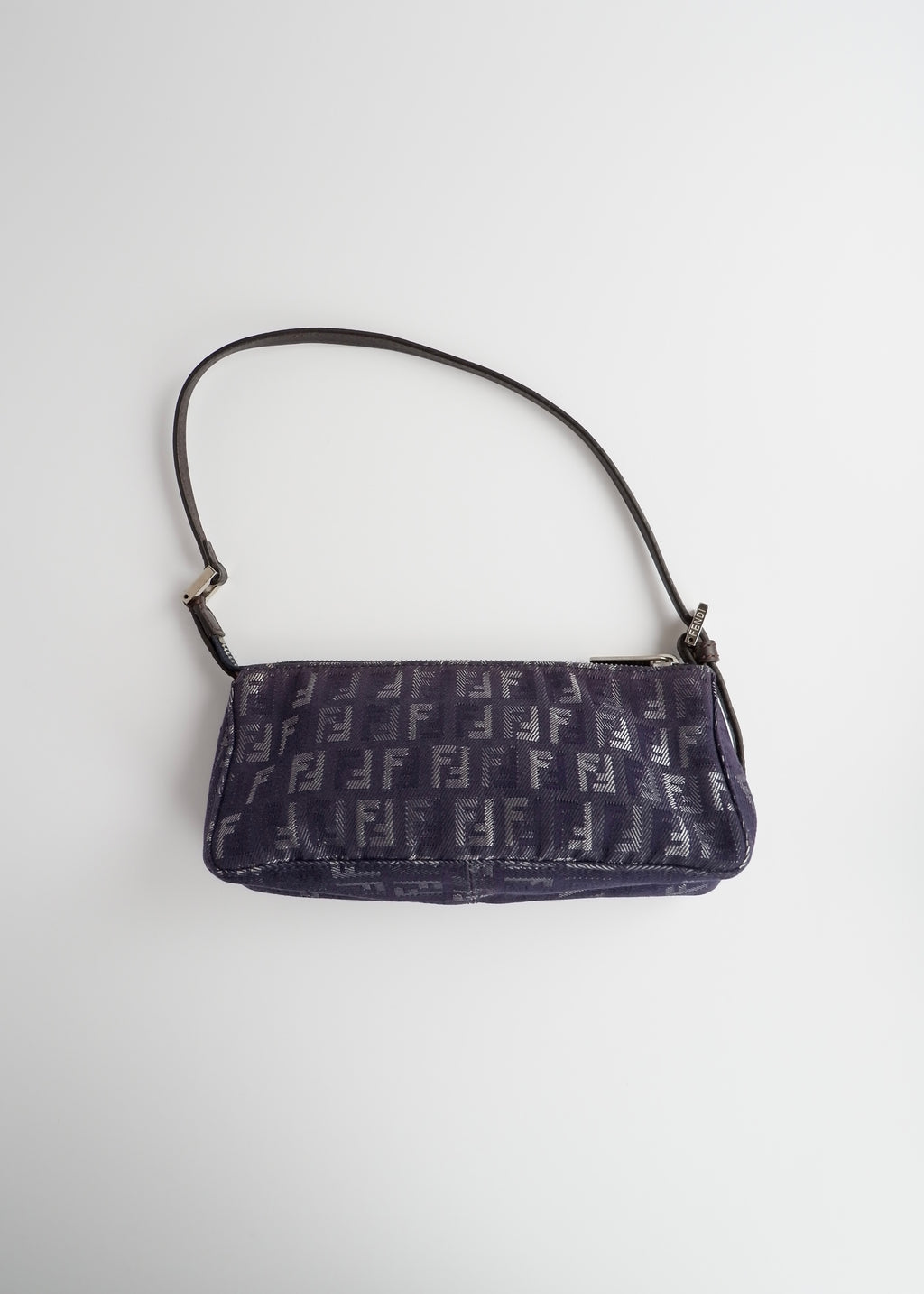 Authentic Preowned Fendi Navy FF Zucchino Small Shoulder Bag