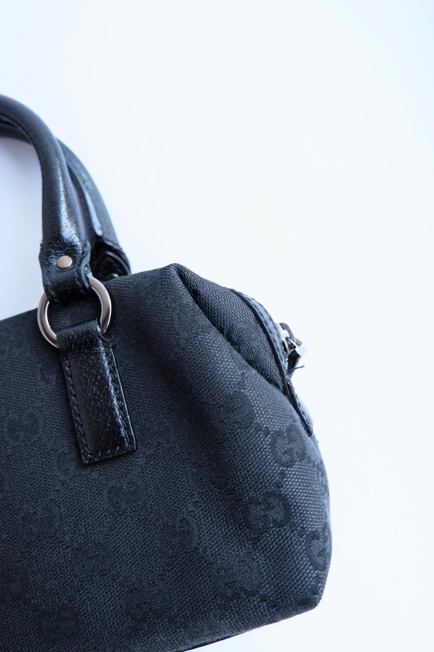 Authentic Preowned Gucci Black GG Canvas Mini Boston Bag