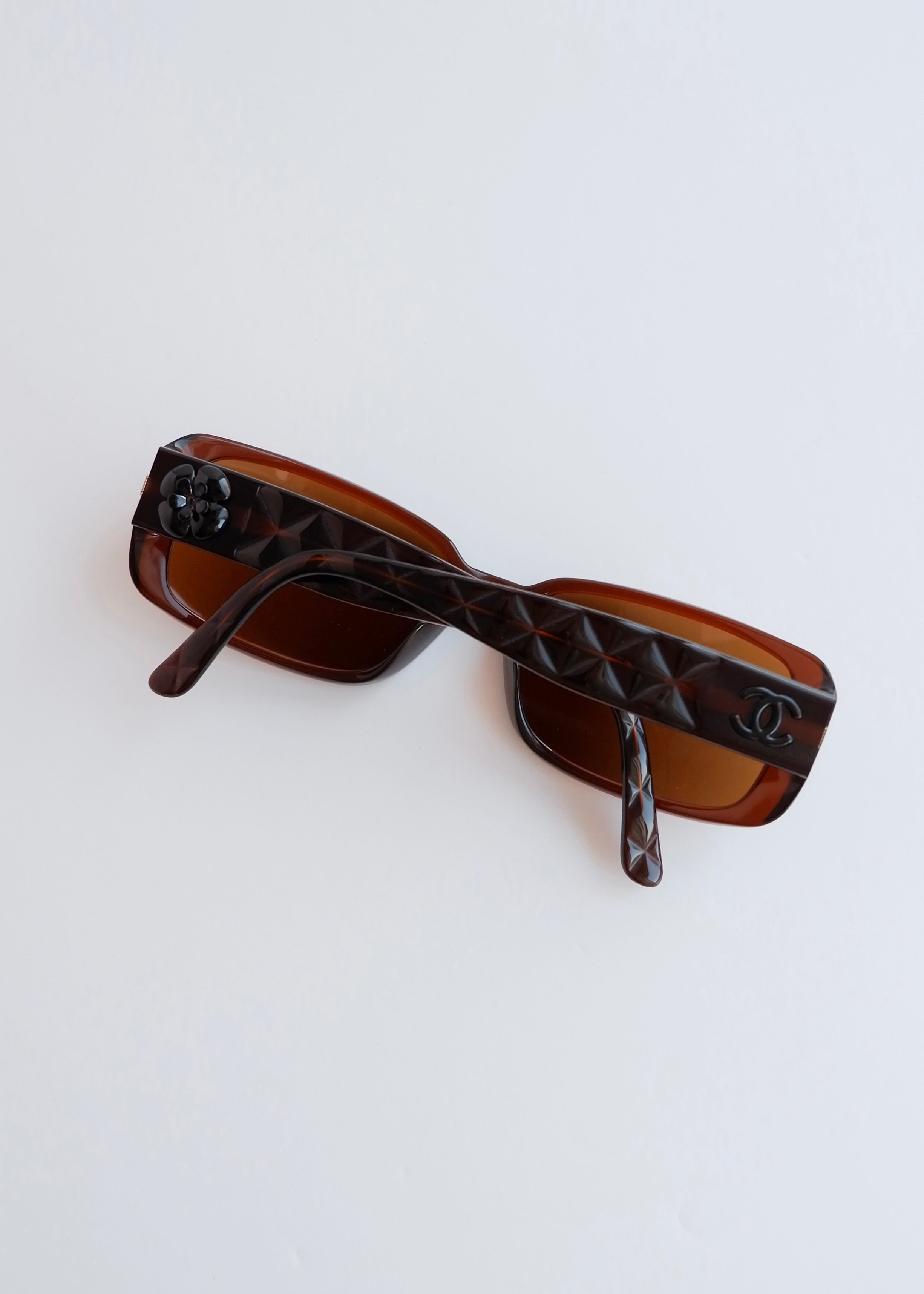 Authentic Preowned Chanel Brown Camellia Square Frame Sunglasses