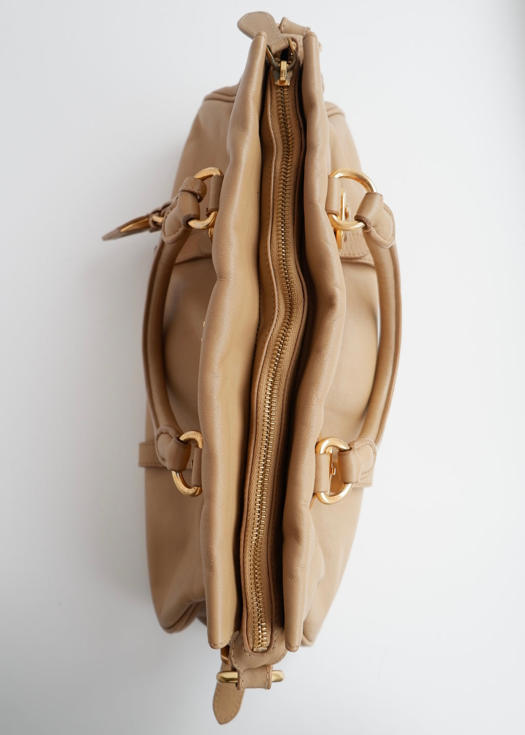 Authentique sac Prada en cuir marron, deux-en-un, d'occasion