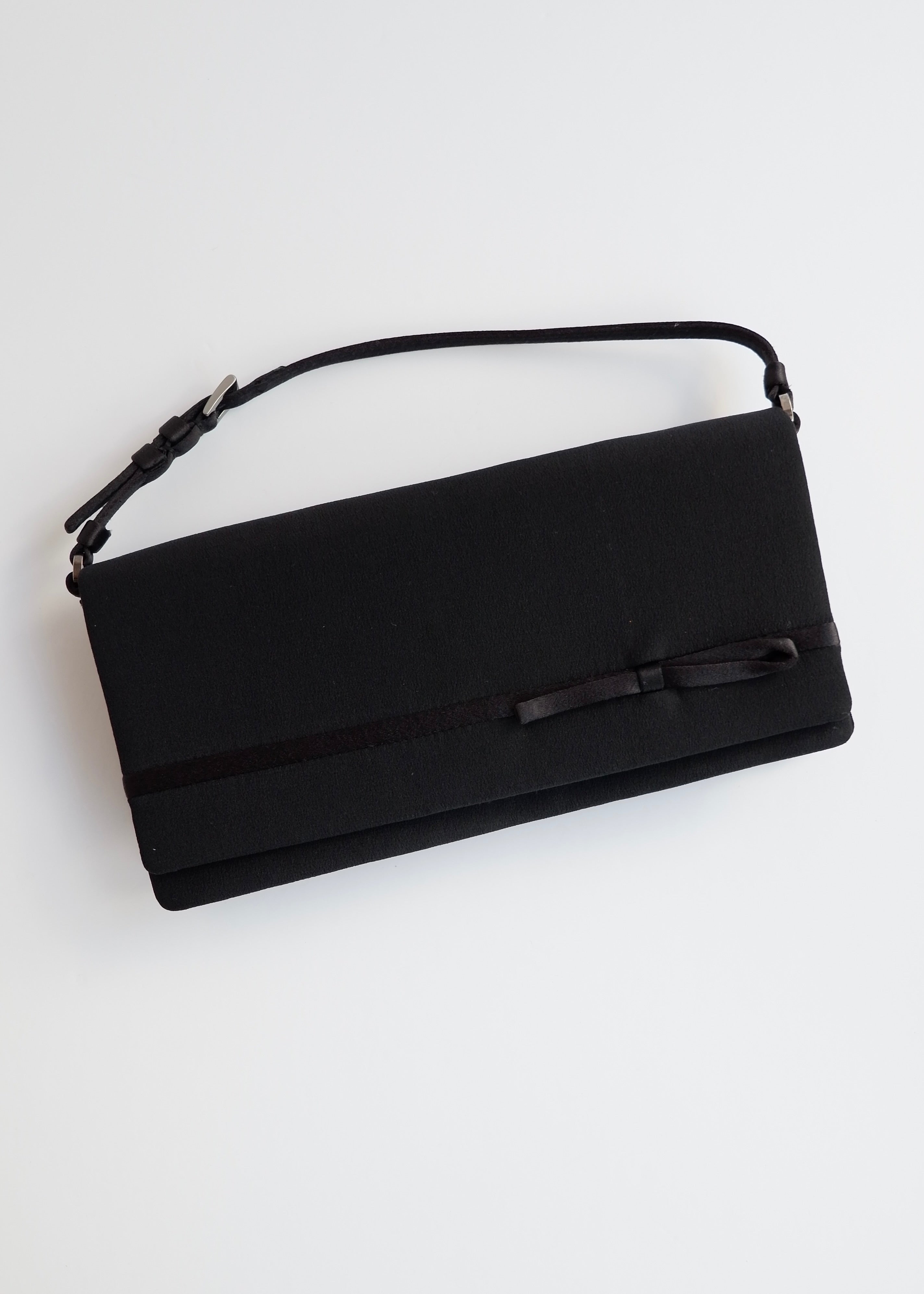 Authentic Preowned Prada Black Satin Bow Detail Handbag
