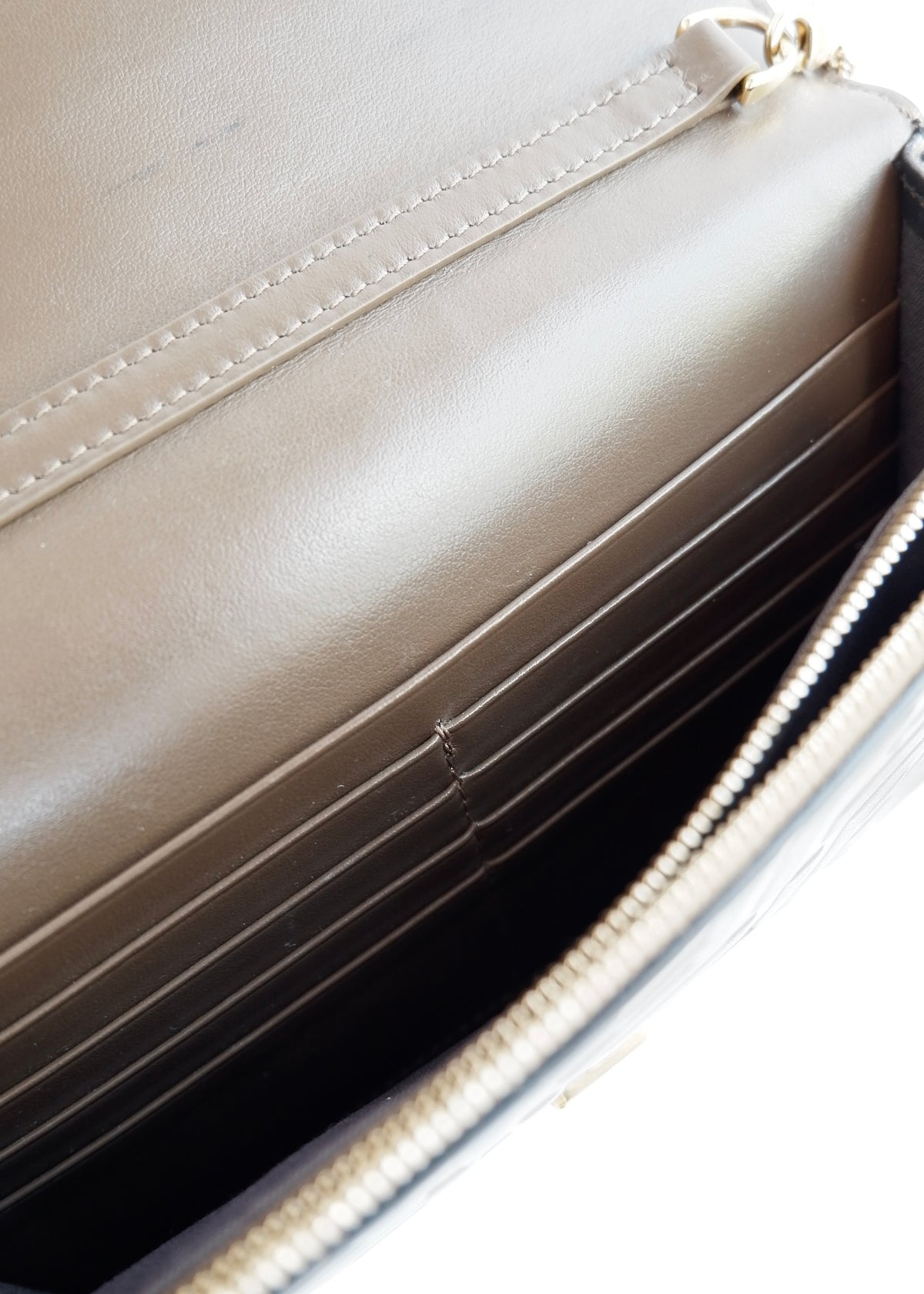 Preowned Fendi Brown Zucca Embossed Leather Wallet on Chain