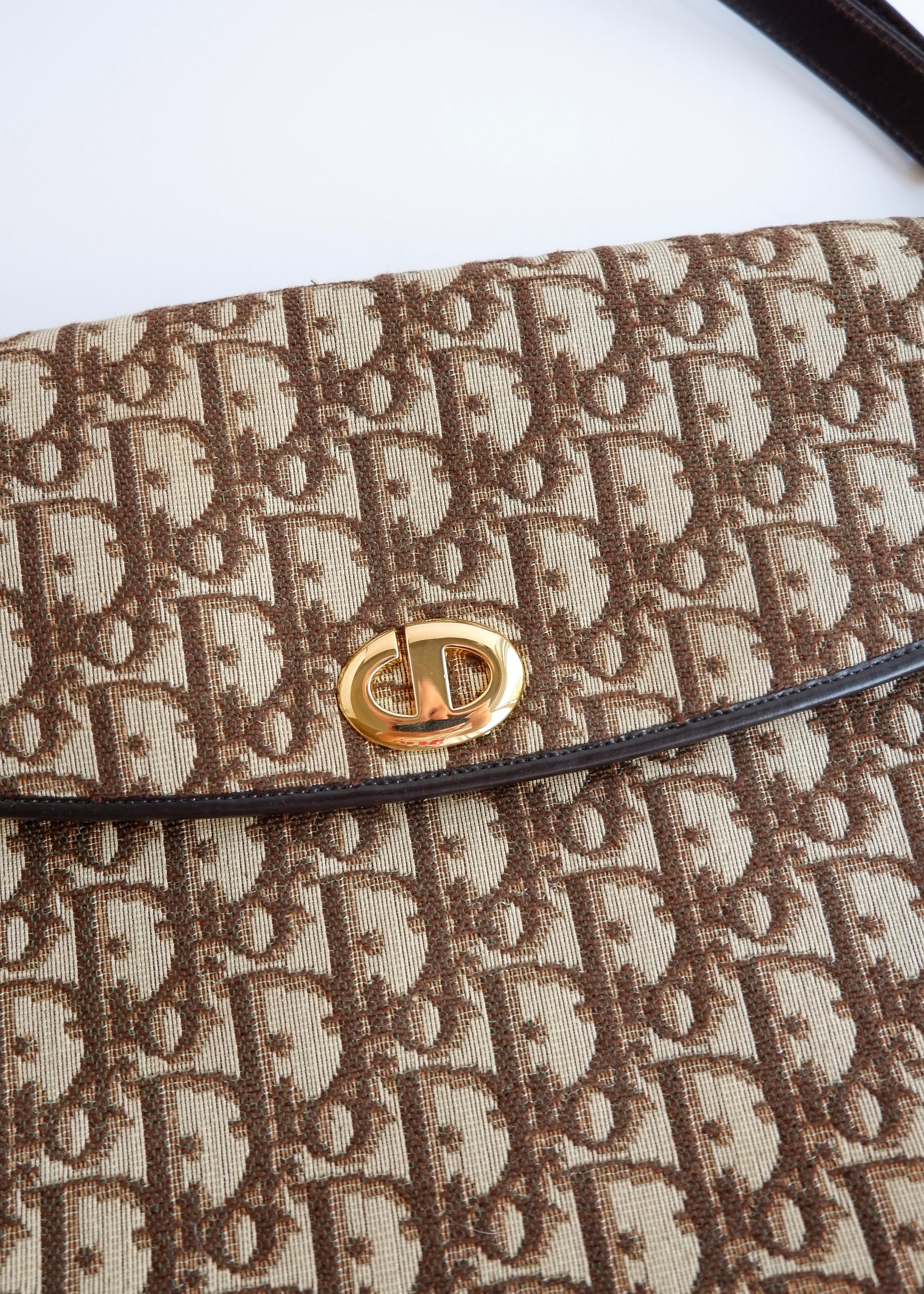 Preowned Vintage Dior Brown Trotter Shoulder Bag