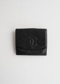 Authentic Preowned Vintage ChanelBlack Caviar Leather Bi-Fold Wallet