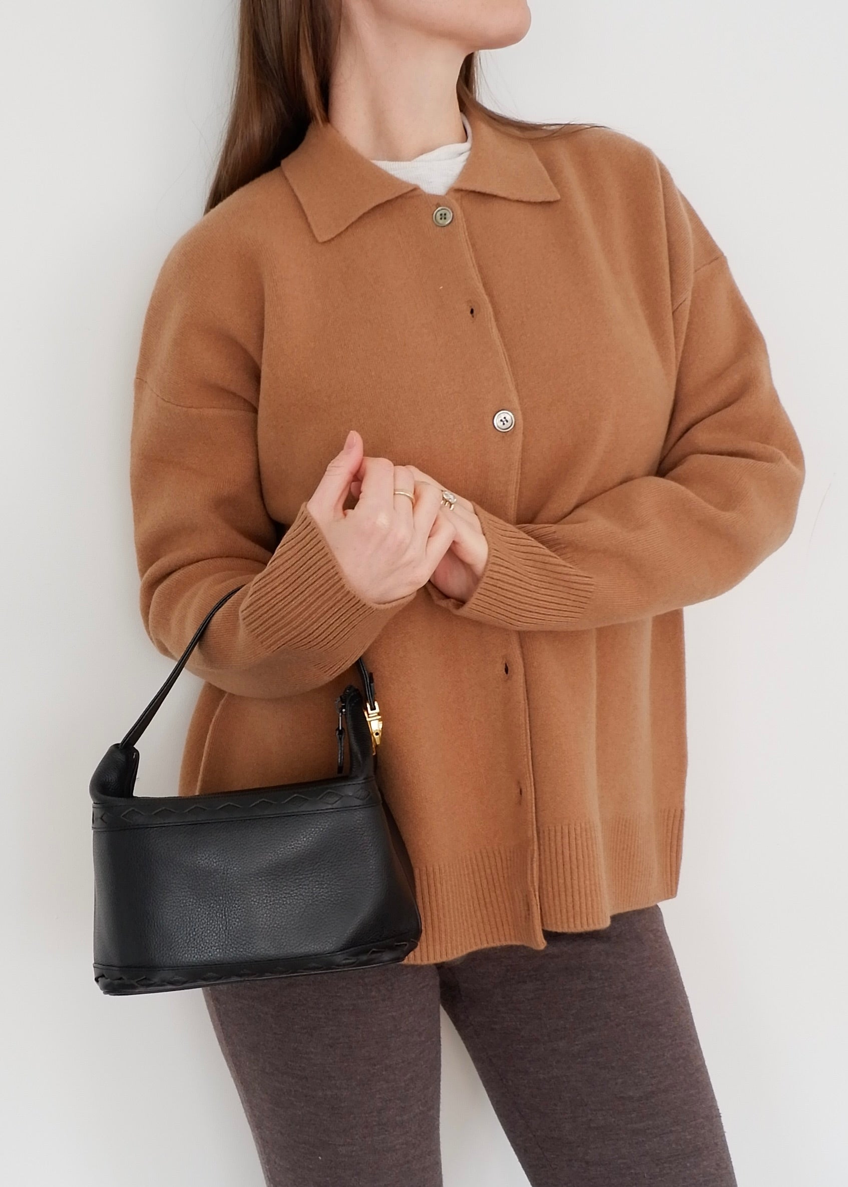 Sac à main YSL vintage authentique d'occasion en cuir grainé noir