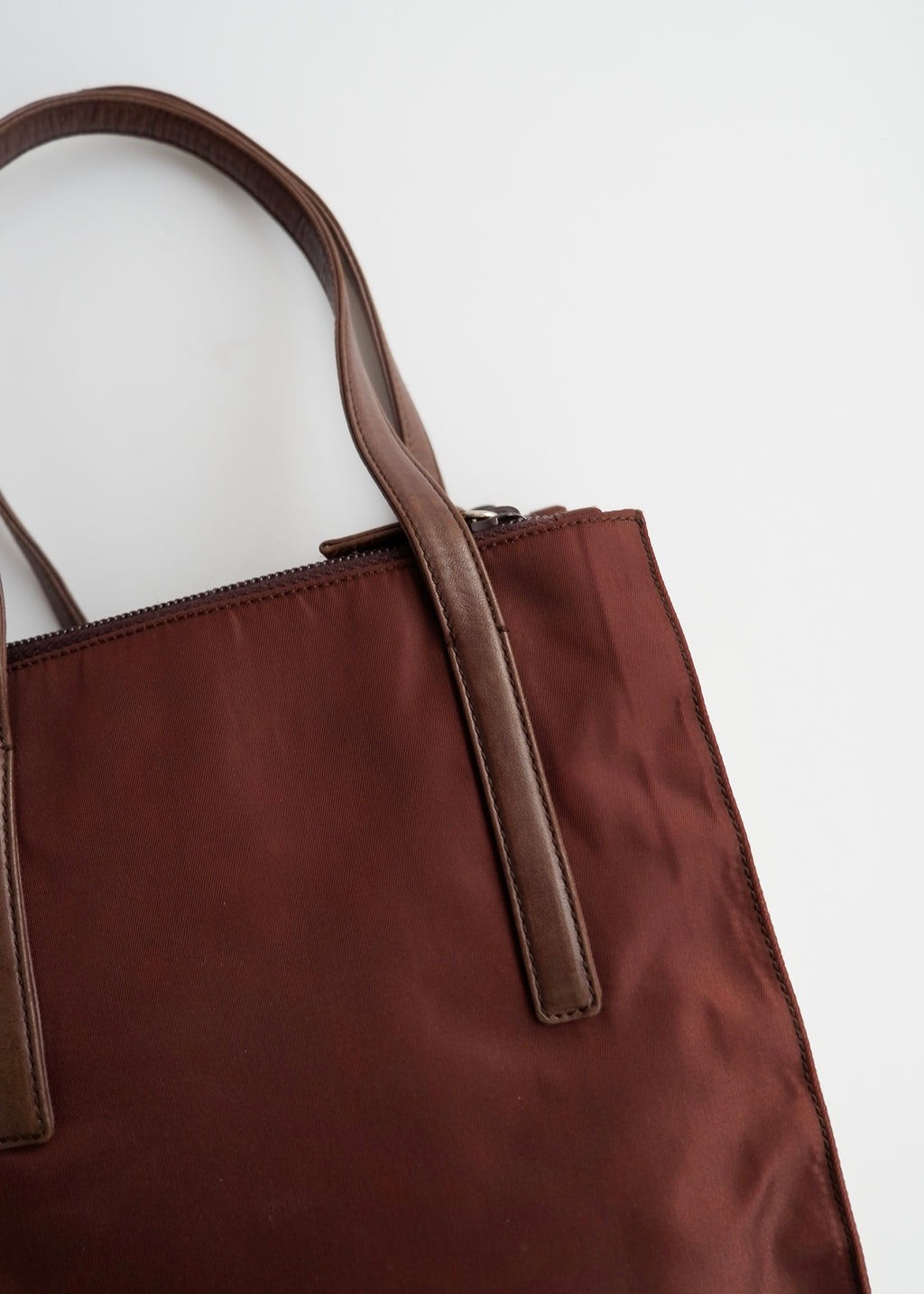 Authentic Preowned Prada Brown Nylon Leather Handle Handbag