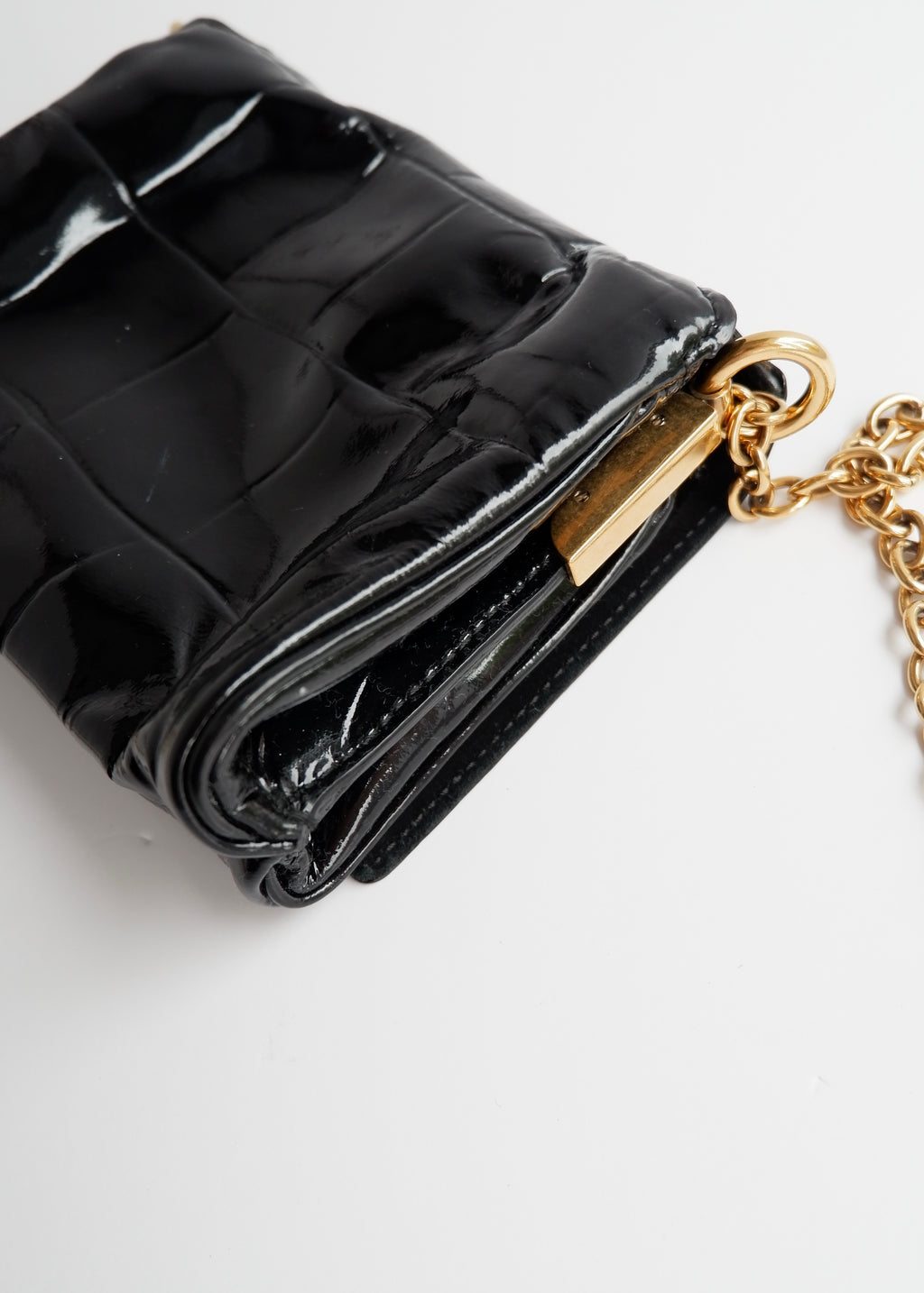 Authentic Preowned Vintage YSL (Yves Saint Laurent) Black Patent Leather Shoulder Bag GHW